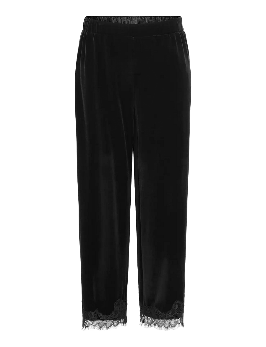 JDY - JDYVALERIE VELVET LACE PANT JRS - hose mit geradem bein - black - 1