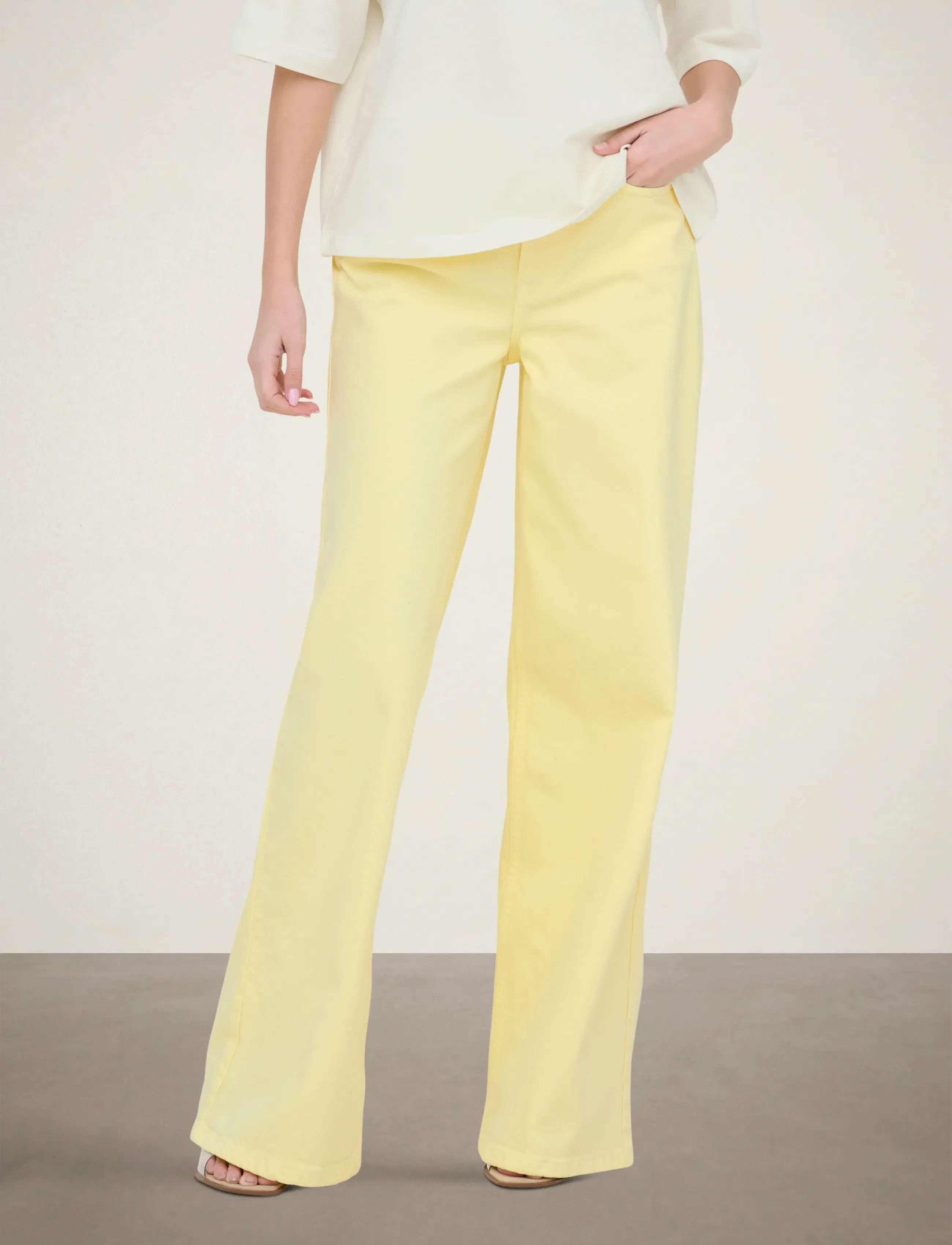 JDY JDYVERA HW X-WID COL DNM - Apģērbi - DOUBLE CREAM / yellow