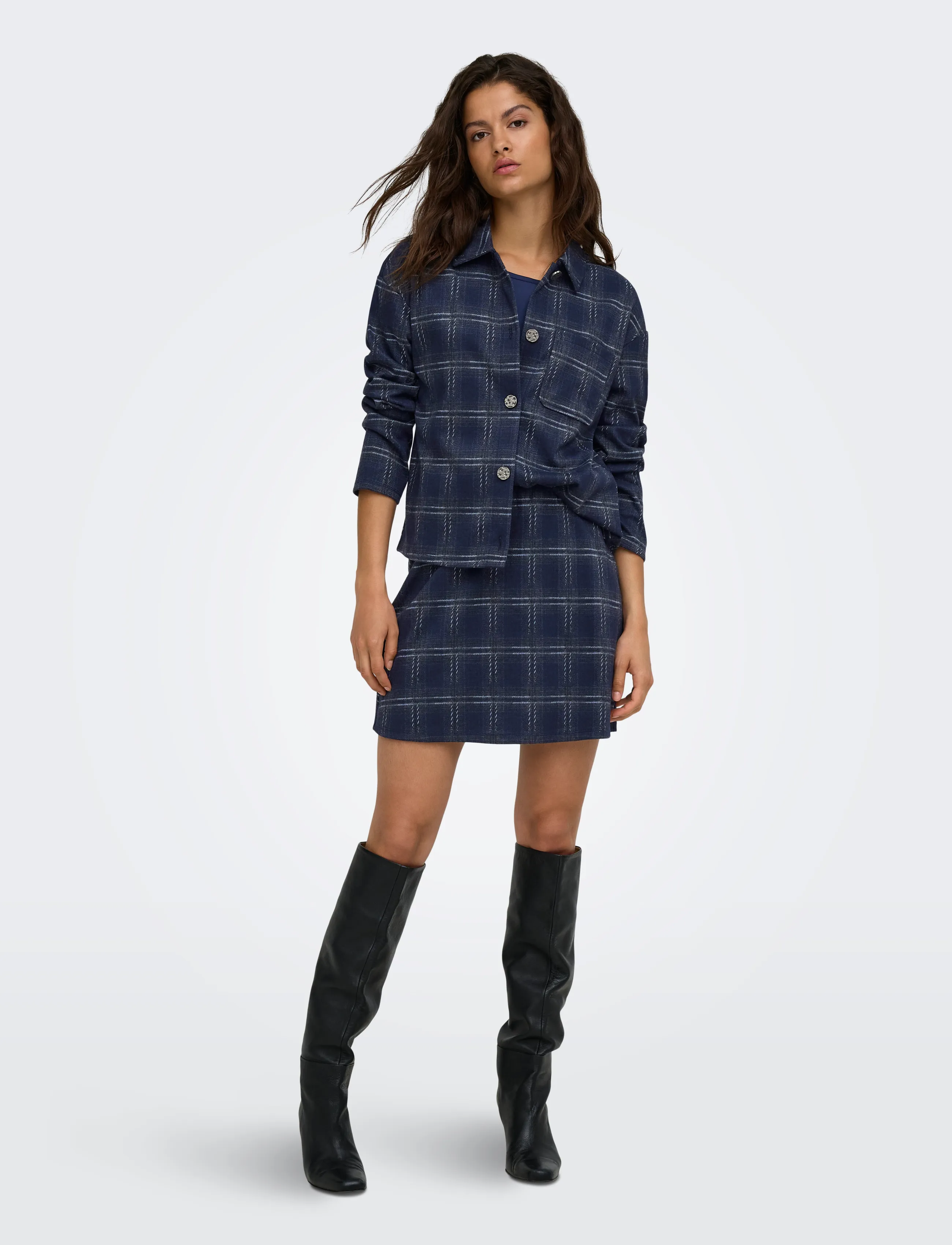 JDY - JDYFILUKKA L/S CHECK SHIRT JRS - night sky - 4
