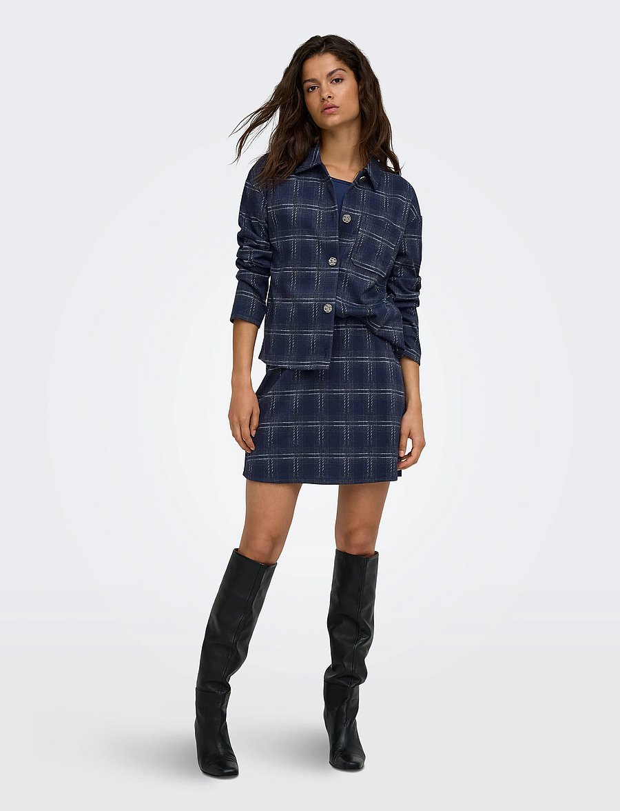 JDY - JDYFILUKKA L/S CHECK SHIRT JRS - night sky - 4