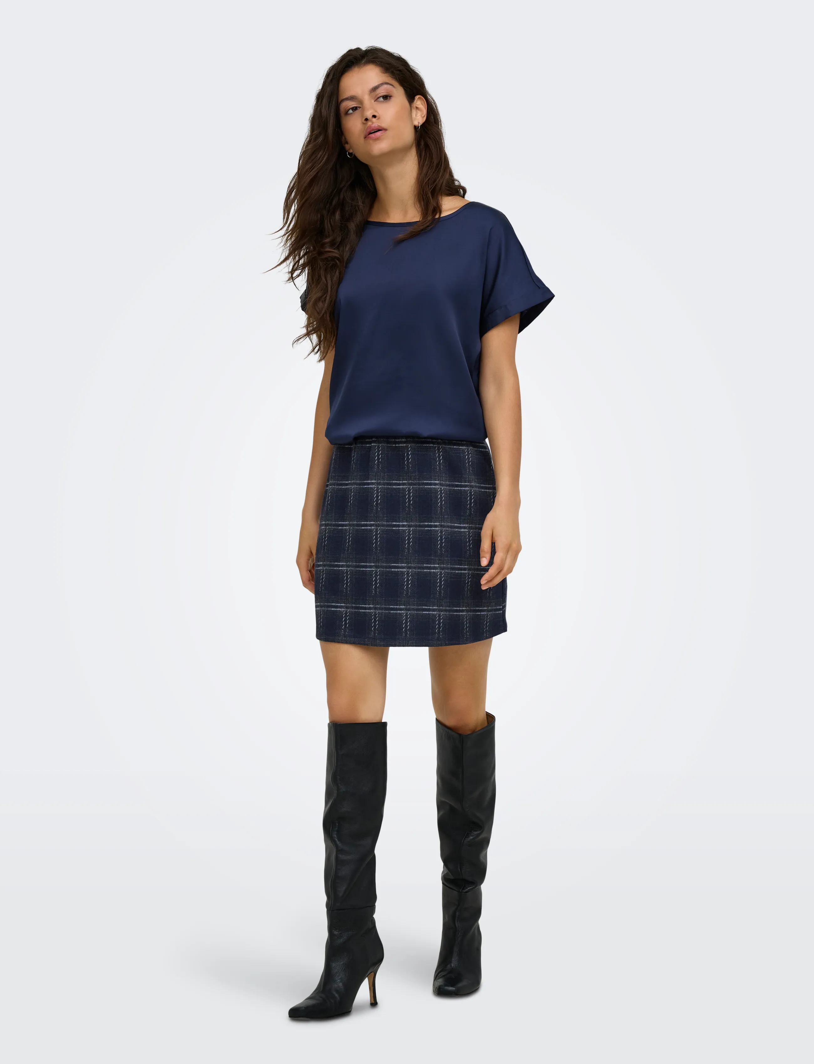 JDY - JDYFILUKKA CHECK SHORT SKIRT JRS - night sky - 4