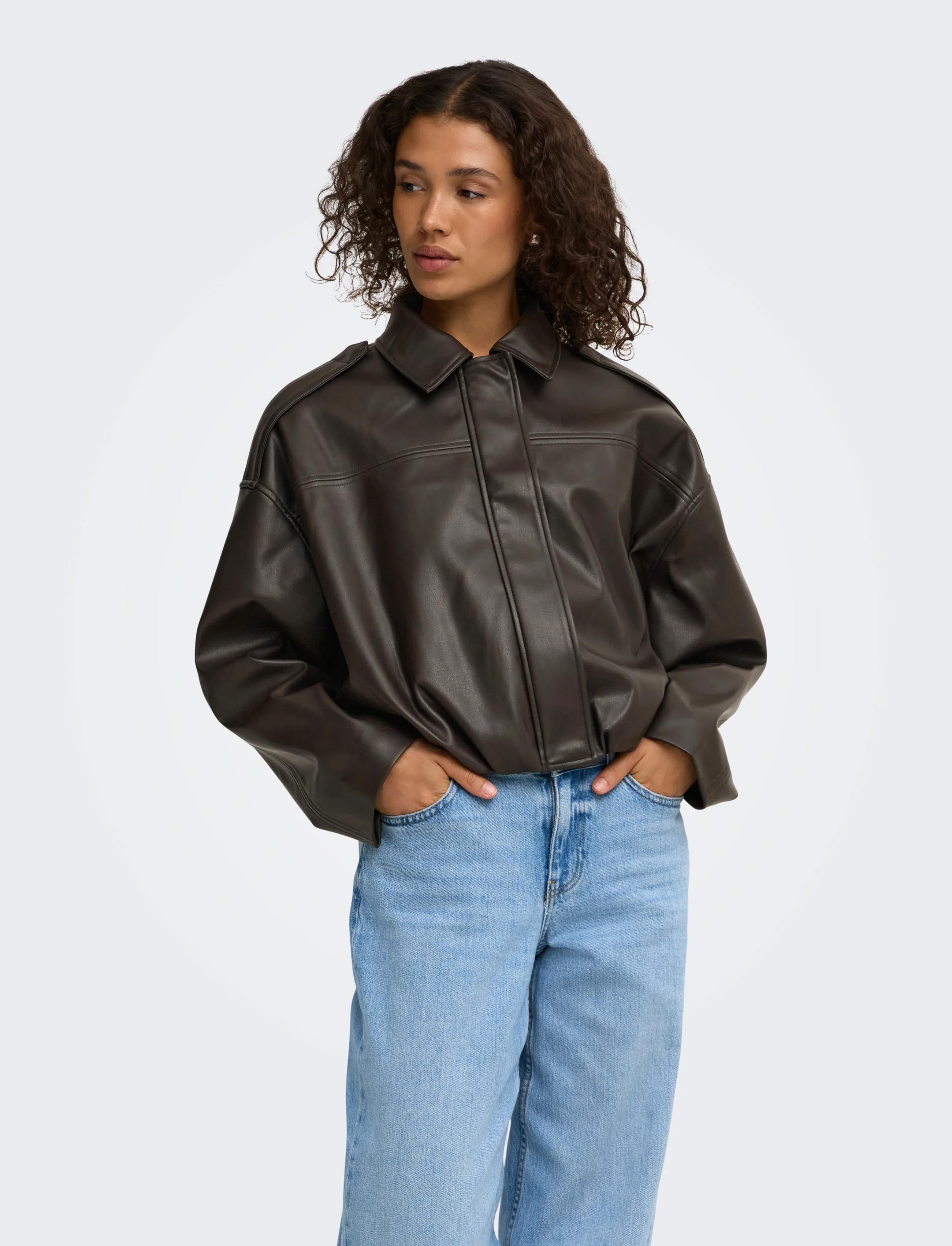 JDY JDYANE FAUX LEATHER BAT JACKET OTW NOOS - Jackets - CHOCOLATE TORTE / brown