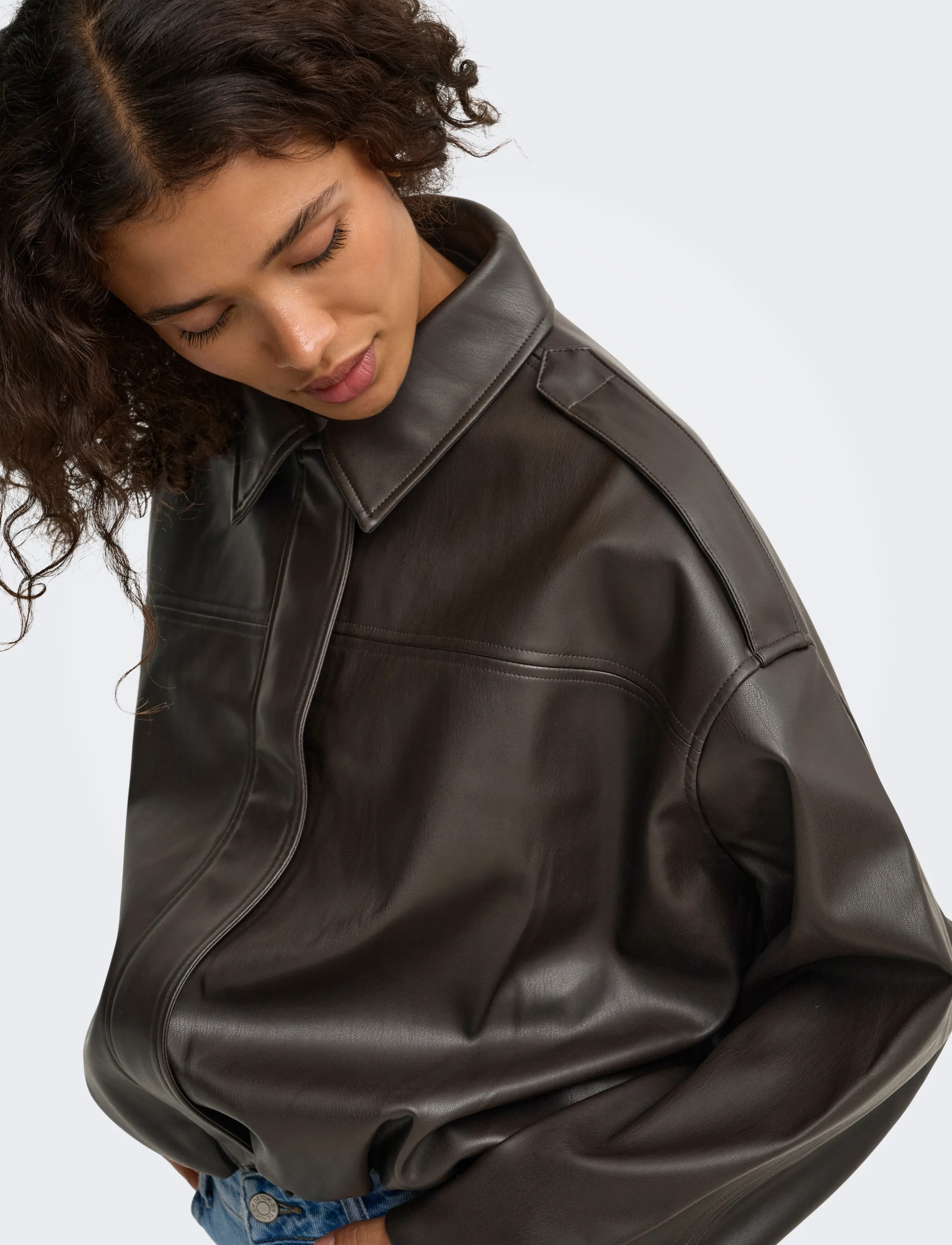 JDY - JDYANE FAUX LEATHER BAT JACKET OTW NOOS - chocolate torte - 5