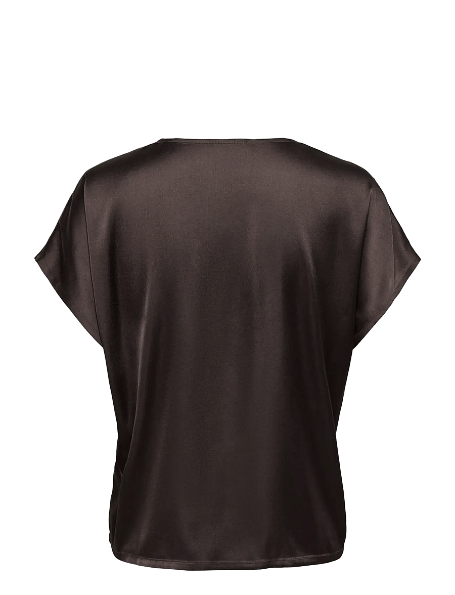 JDY - JDYFIFI S/S V-NECK TOP WVN - lühikeste varrukatega pluusid - chocolate plum - 2