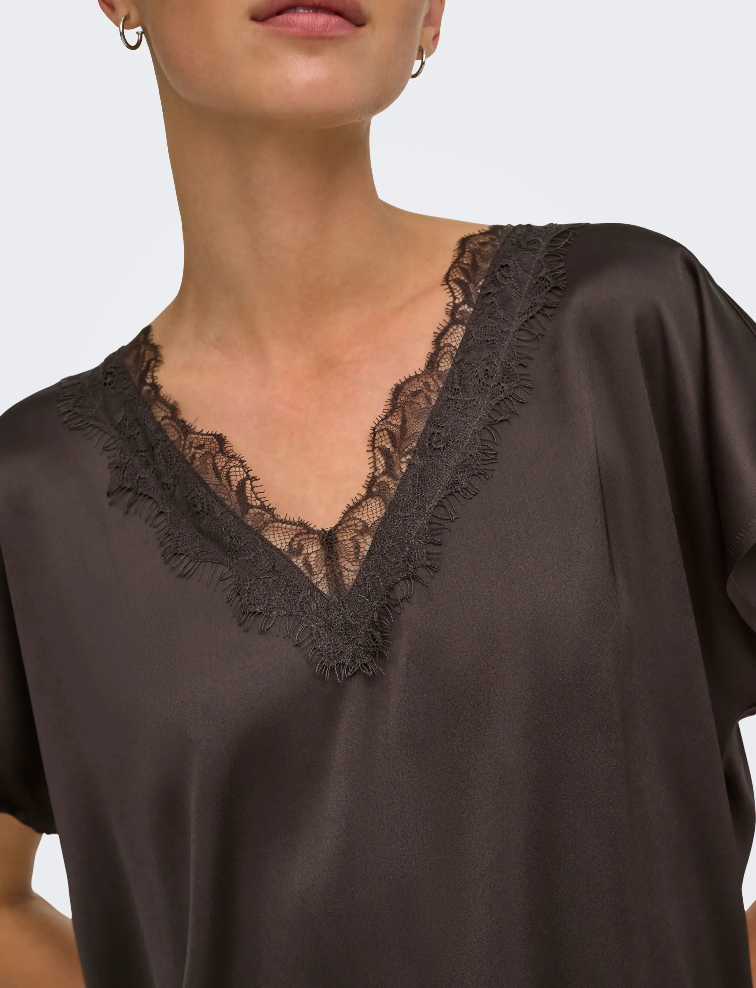 JDY - JDYFIFI S/S  V-NECK TOP  WVN - chocolate plum - 5