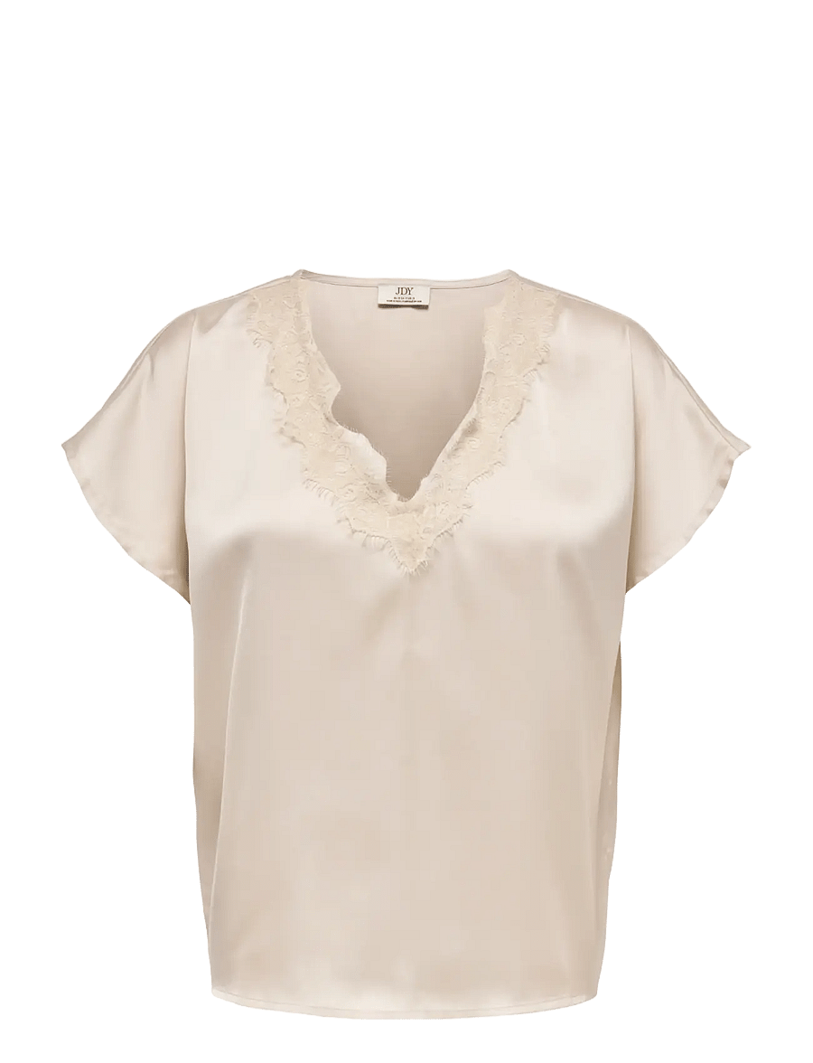 JDY - JDYFIFI S/S V-NECK TOP WVN - pumice stone - 1