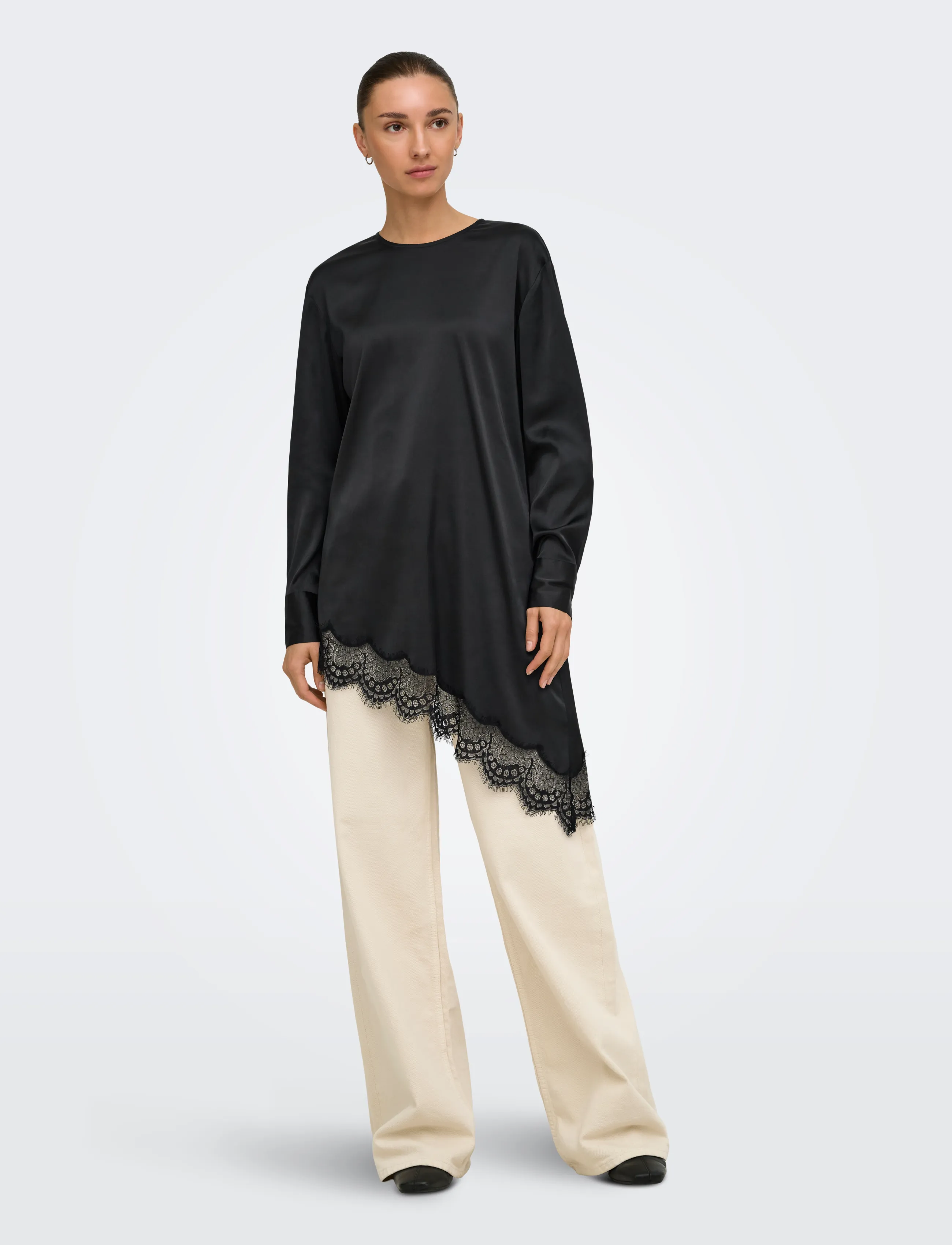 JDY - JDYNADDY L/S ASYM LONG TOP WVN - black - 4