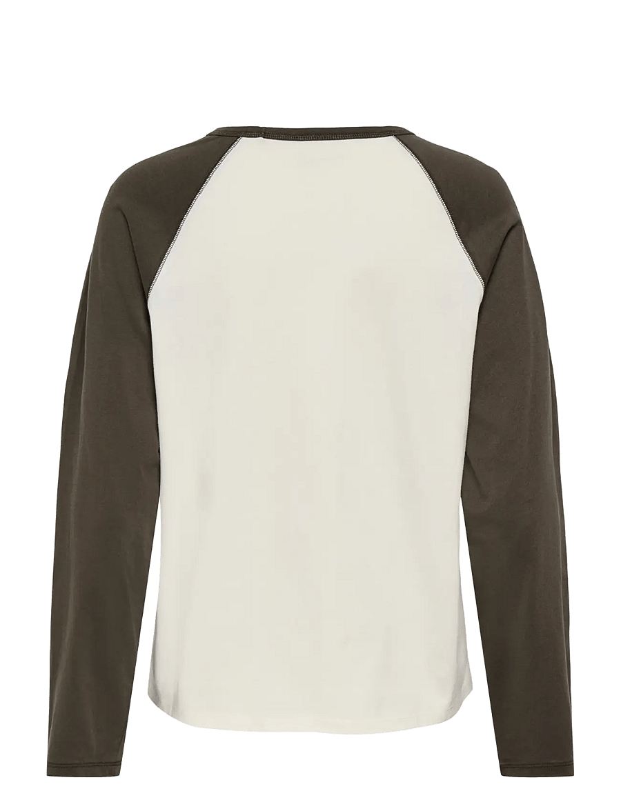 JDY - JDYJEANETT L/S RAGLAN CONTRAST TOP JRS - antique white - 2