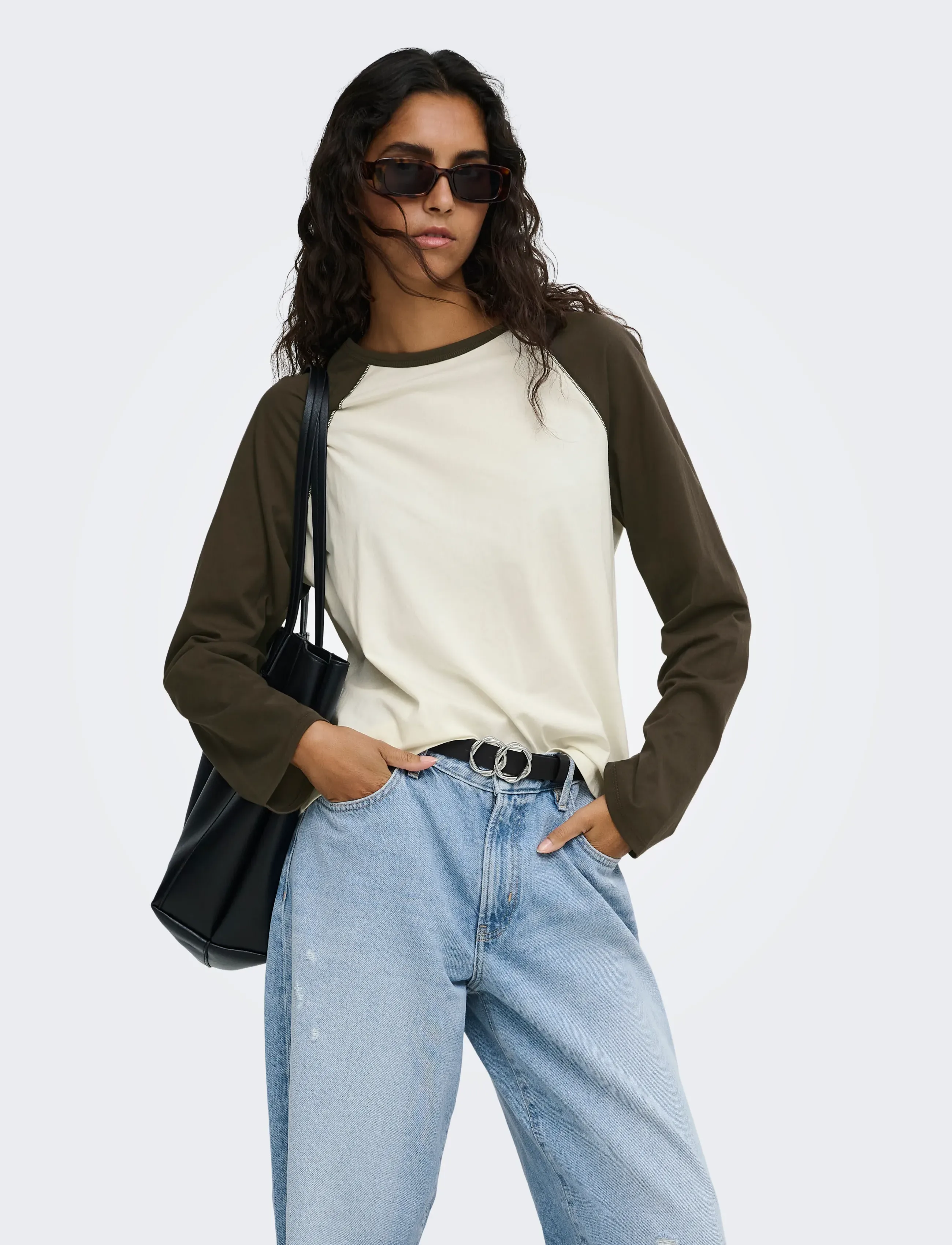 JDY - JDYJEANETT L/S RAGLAN CONTRAST TOP JRS - antique white - 0