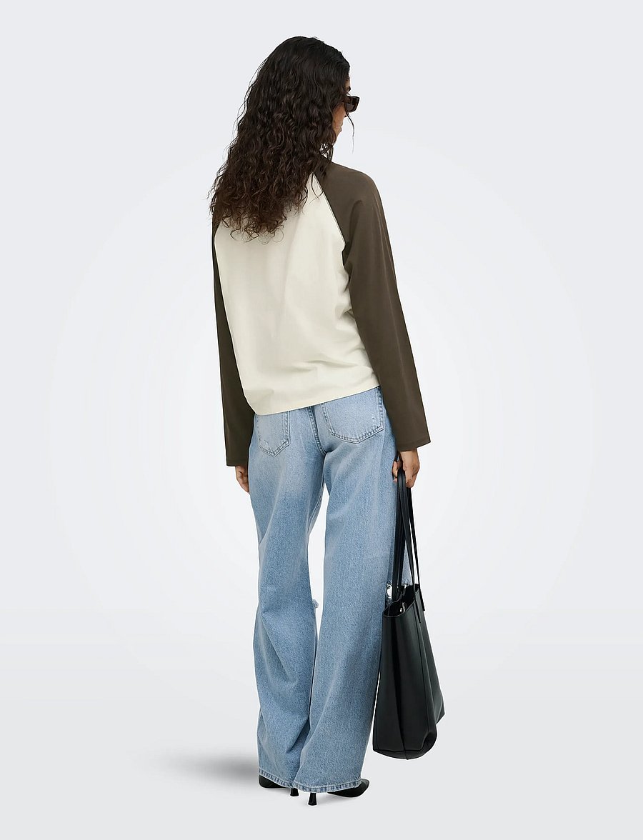 JDY - JDYJEANETT L/S RAGLAN CONTRAST TOP JRS - antique white - 3