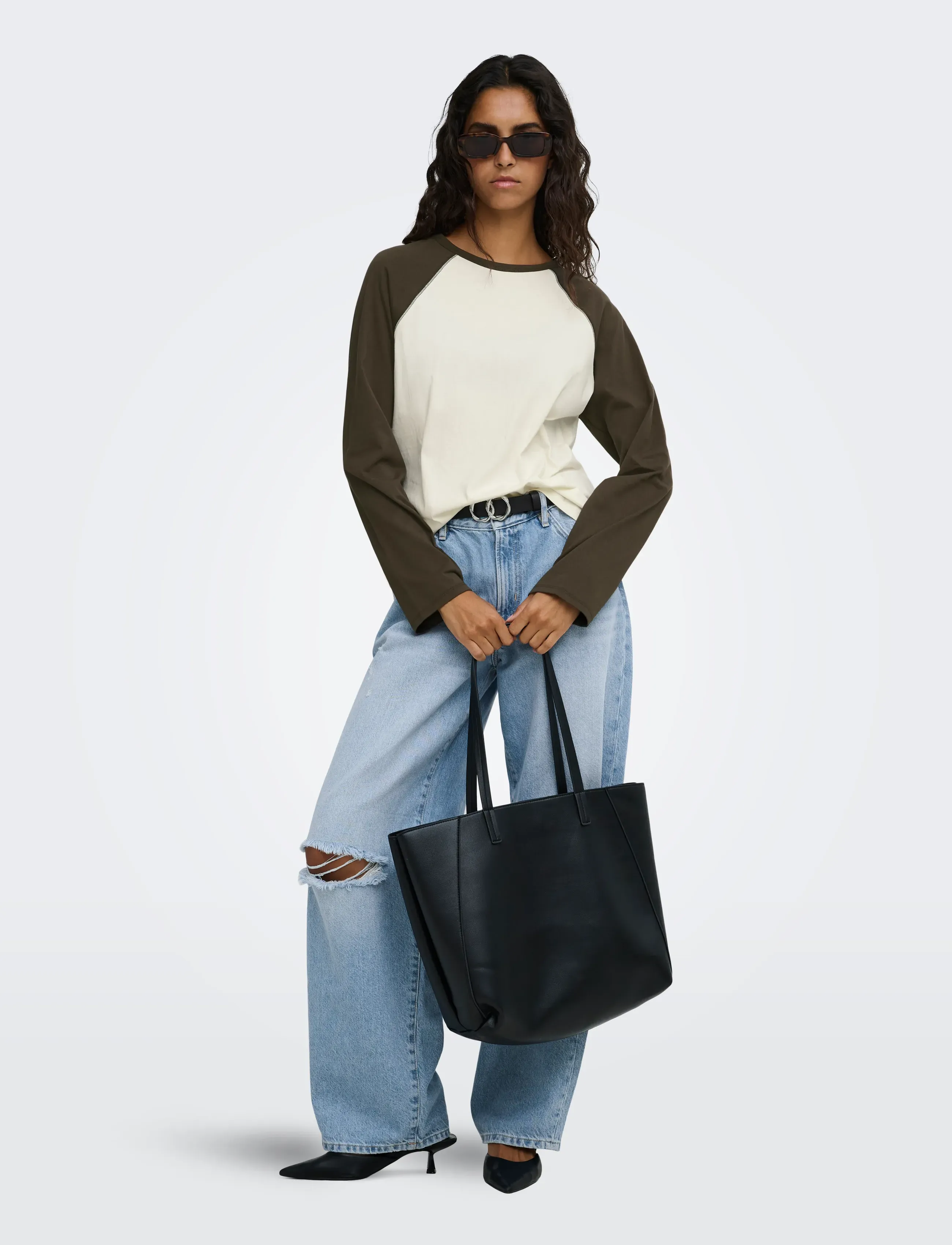 JDY - JDYJEANETT L/S RAGLAN CONTRAST TOP JRS - antique white - 4
