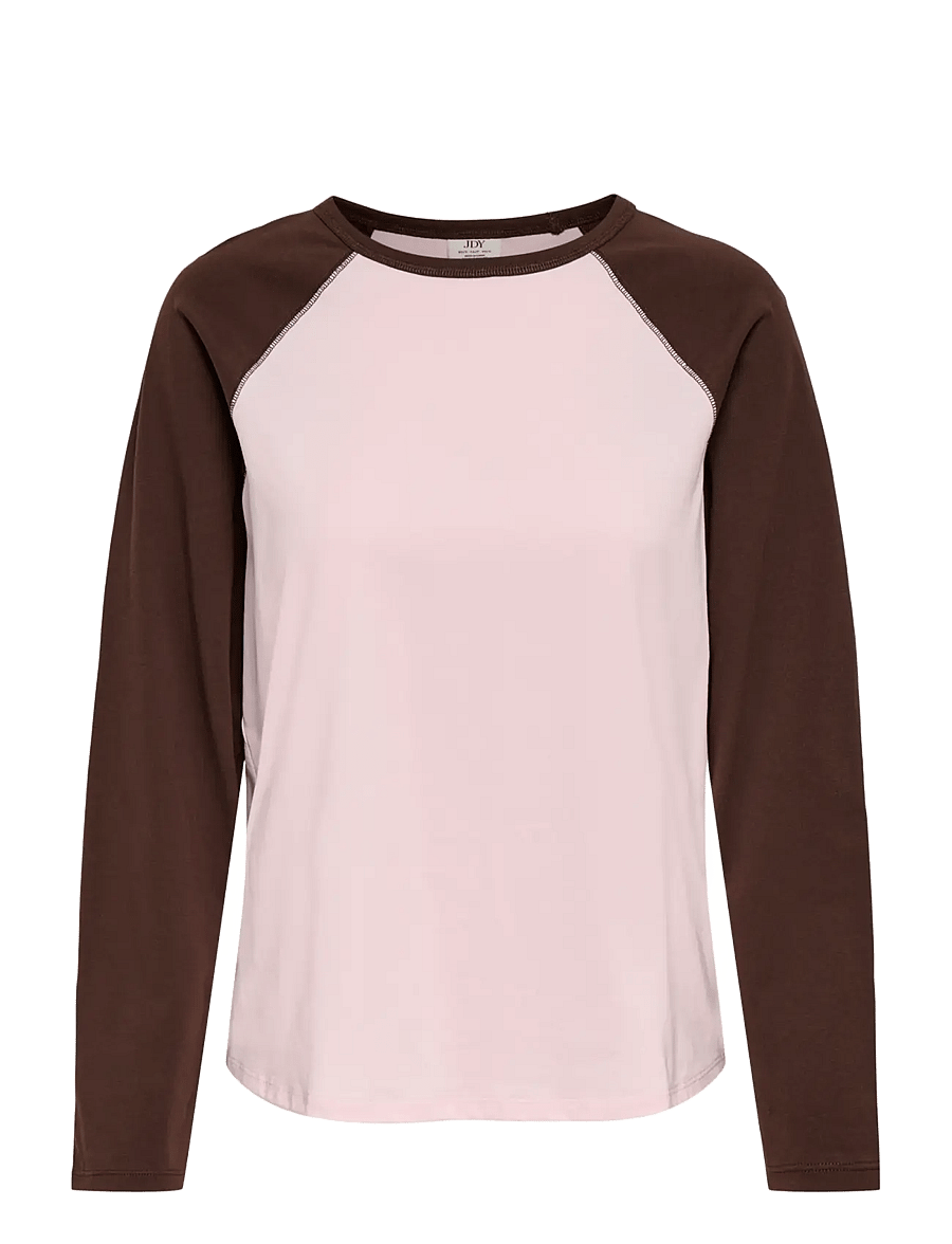 JDY - JDYJEANETT L/S RAGLAN CONTRAST TOP JRS - langærmede toppe - chalk pink - 1