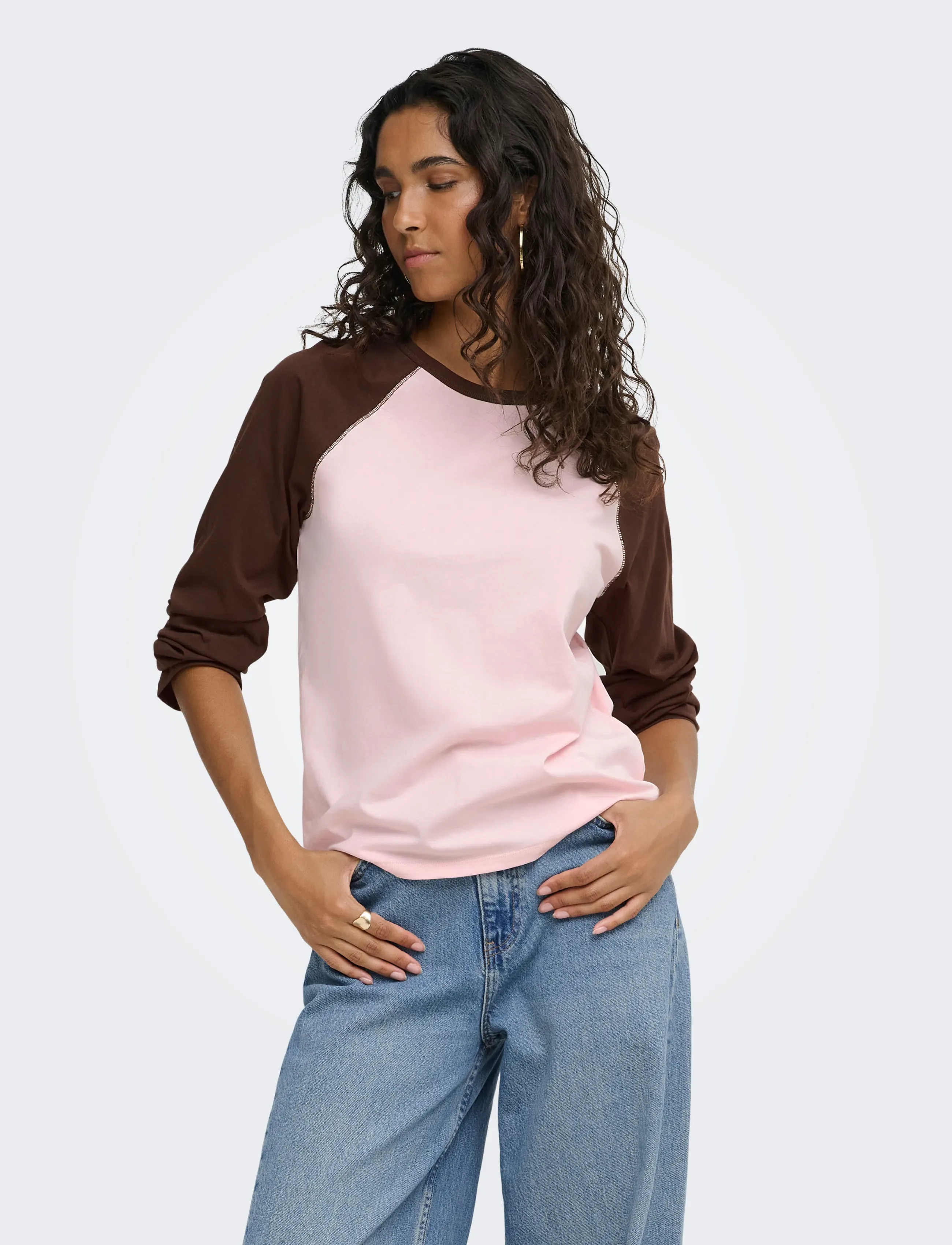 JDY JDYJEANETT L/S RAGLAN CONTRAST TOP JRS - JDY - CHALK PINK / pink/rose