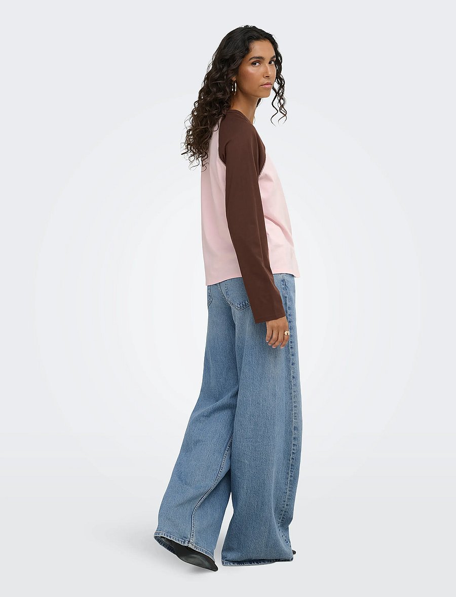 JDY - JDYJEANETT L/S RAGLAN CONTRAST TOP JRS - langærmede toppe - chalk pink - 3