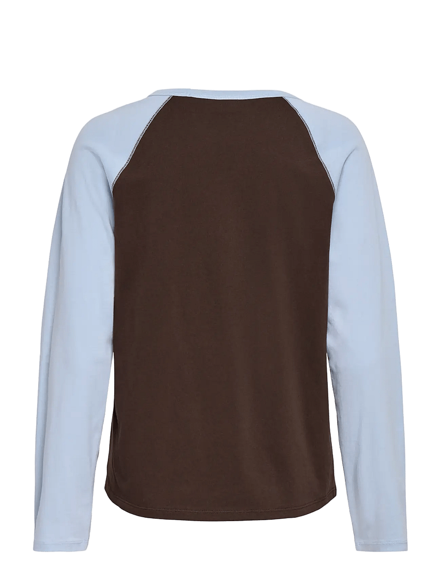 JDY - JDYJEANETT L/S RAGLAN CONTRAST TOP JRS - langärmlige tops - coffee bean - 2