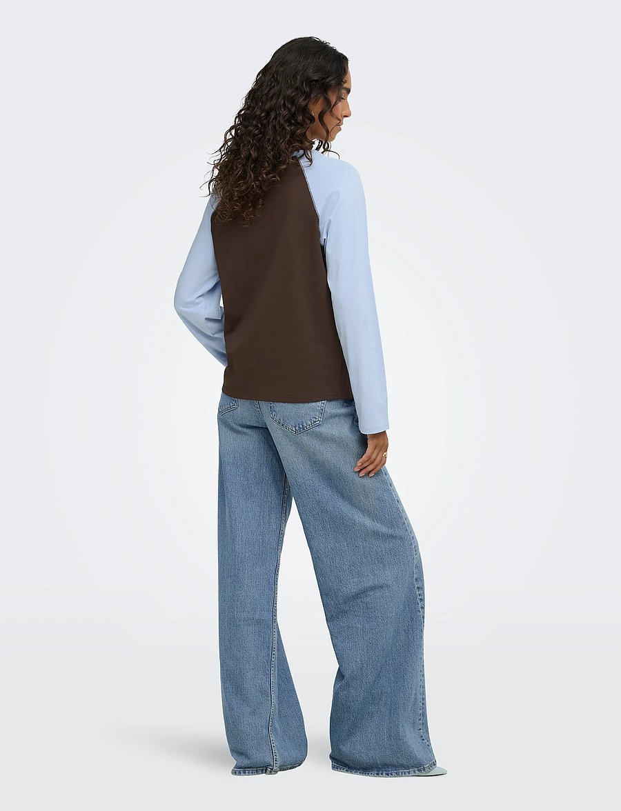 JDY - JDYJEANETT L/S RAGLAN CONTRAST TOP JRS - langärmlige tops - coffee bean - 3