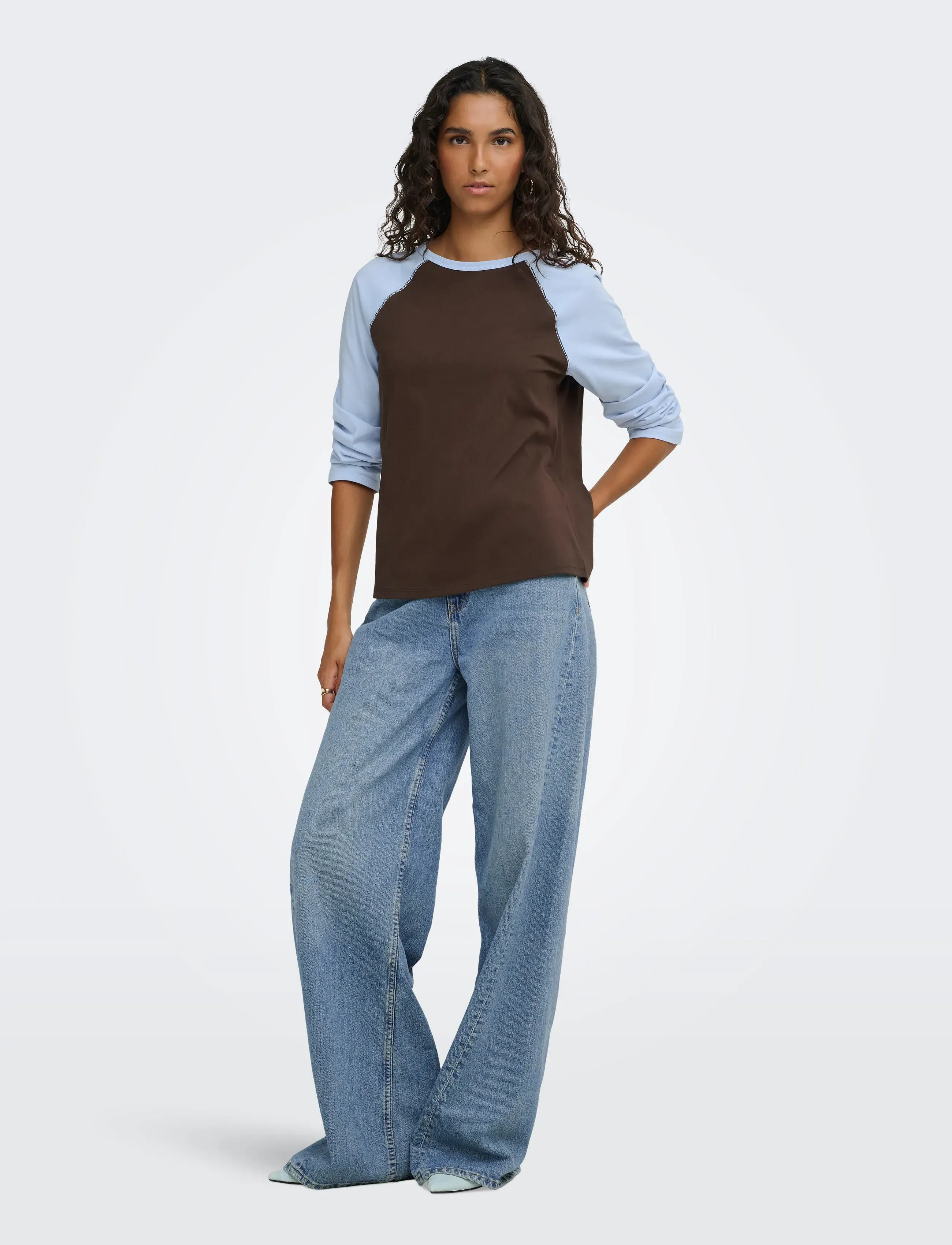 JDY - JDYJEANETT L/S RAGLAN CONTRAST TOP JRS - langärmlige tops - coffee bean - 4