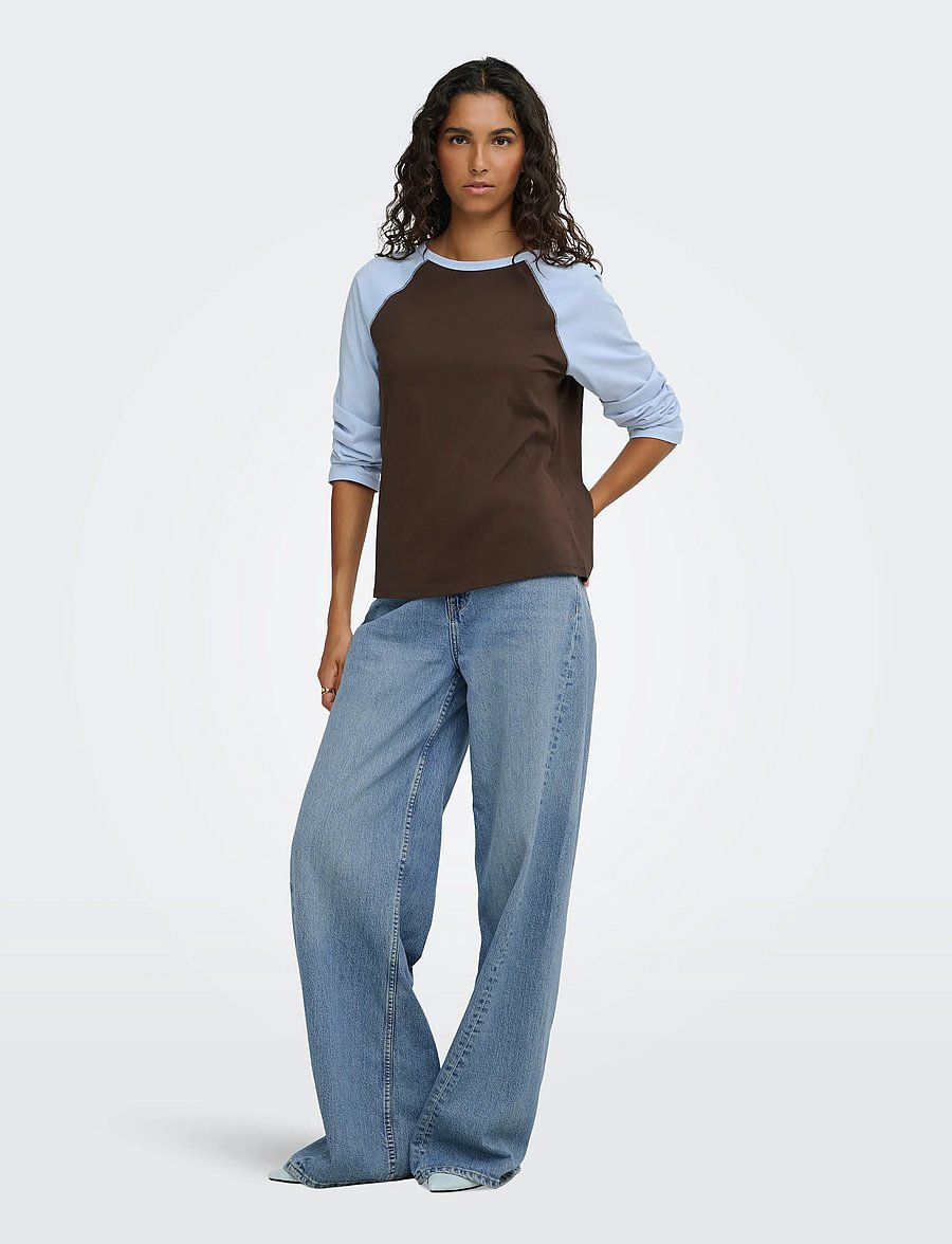JDY - JDYJEANETT L/S RAGLAN CONTRAST TOP JRS - langärmlige tops - coffee bean - 4