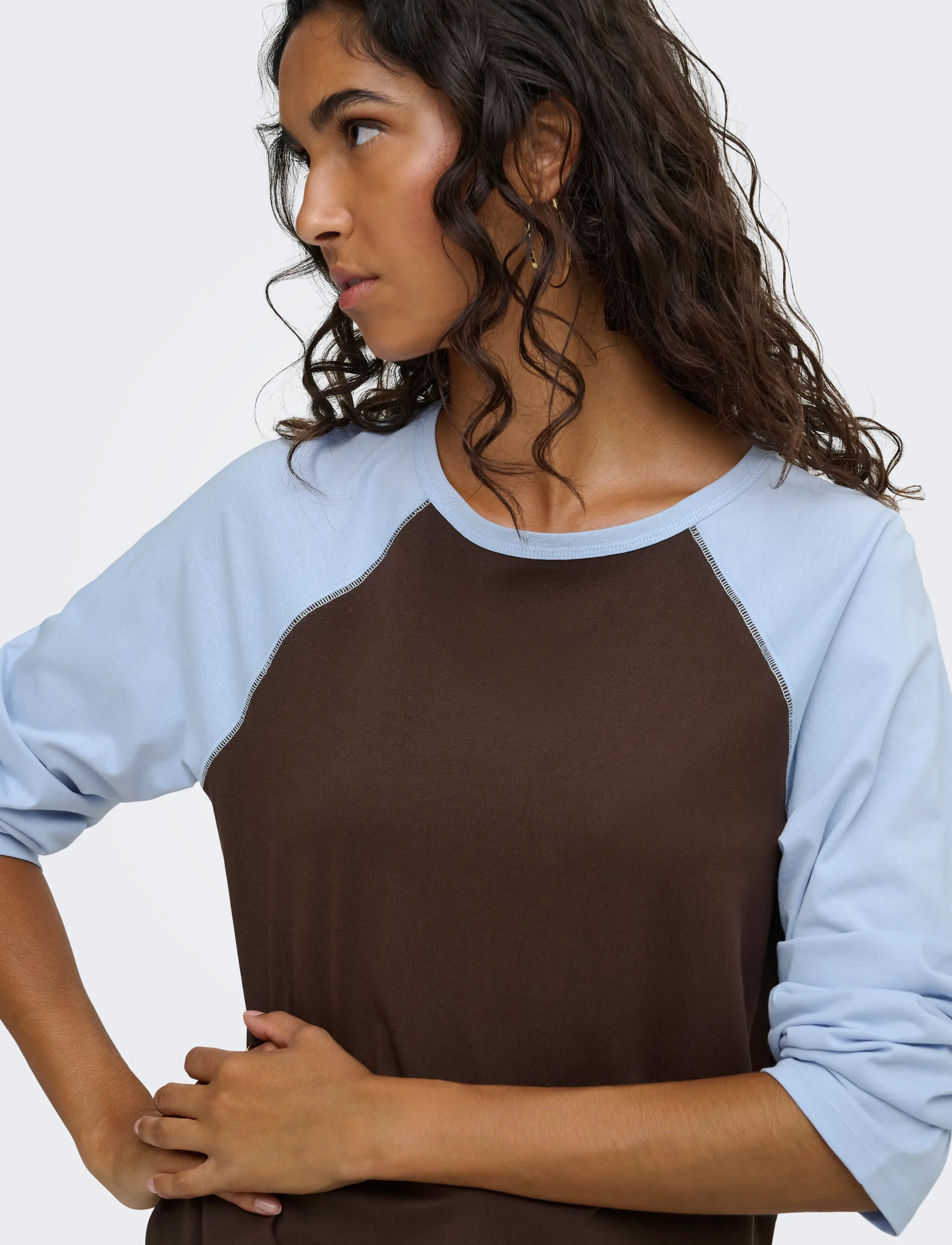 JDY - JDYJEANETT L/S RAGLAN CONTRAST TOP JRS - langärmlige tops - coffee bean - 5