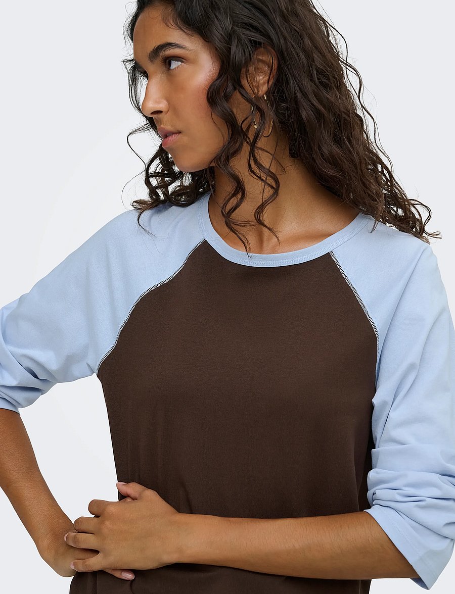 JDY - JDYJEANETT L/S RAGLAN CONTRAST TOP JRS - langärmlige tops - coffee bean - 5