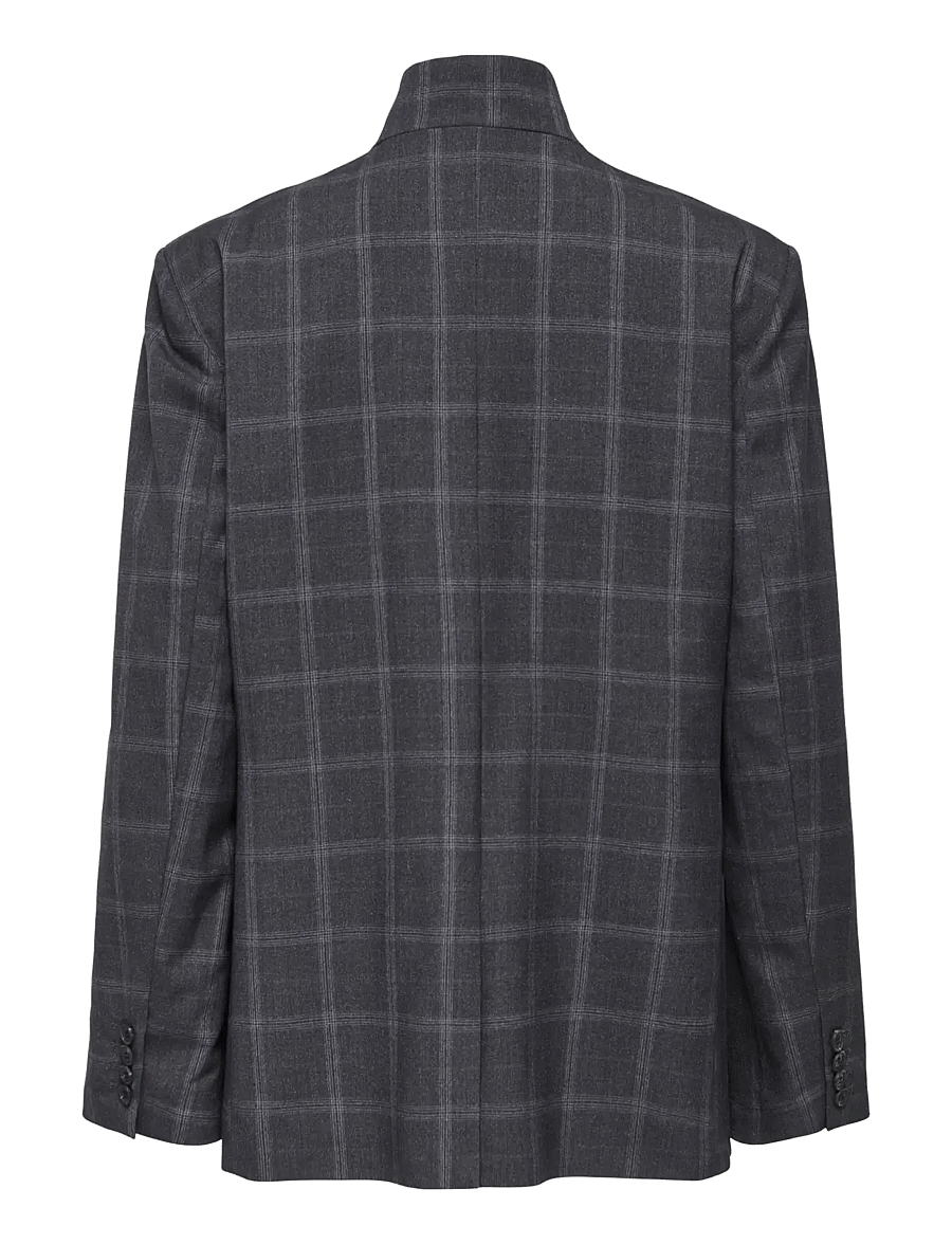 JDY - JDYVALERIE HIGH NECK CHECK BLAZER PNT - dark grey melange - 2