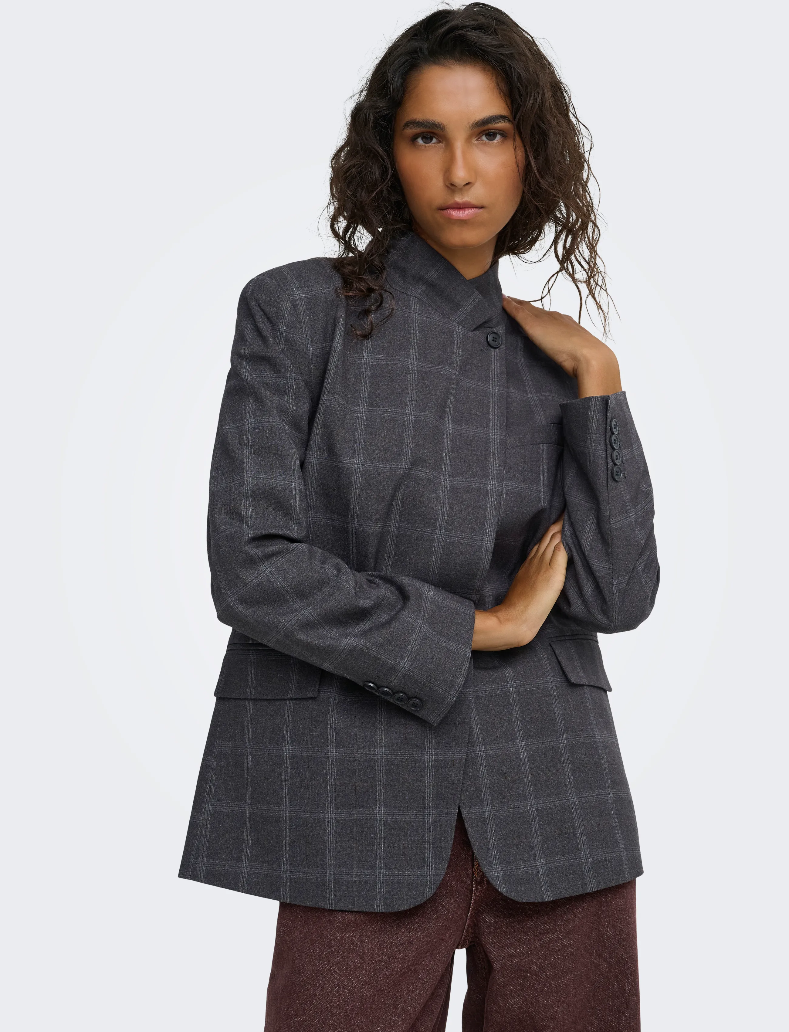 JDY Jdyvalerie High Neck Check Blazer Pnt dam – bild 6