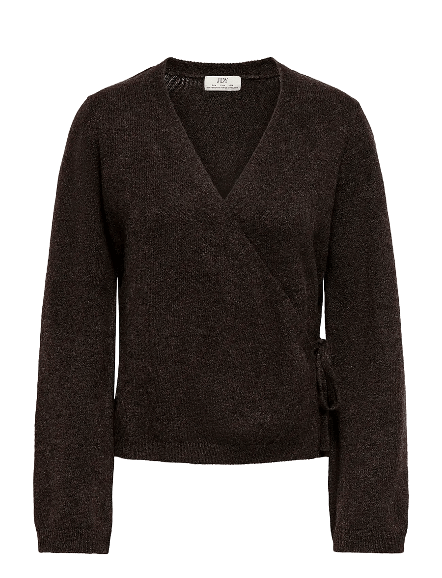 JDY - JDYSUPER BECKY L/S WRAP CARDI KNT NOOS - strickjacken - chocolate torte - 1