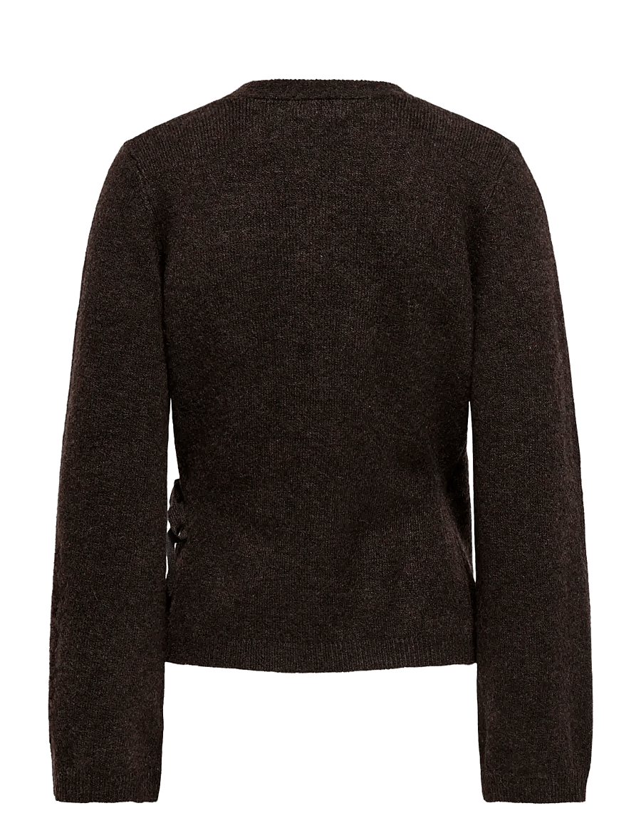 JDY - JDYSUPER BECKY L/S WRAP CARDI KNT NOOS - strickjacken - chocolate torte - 2
