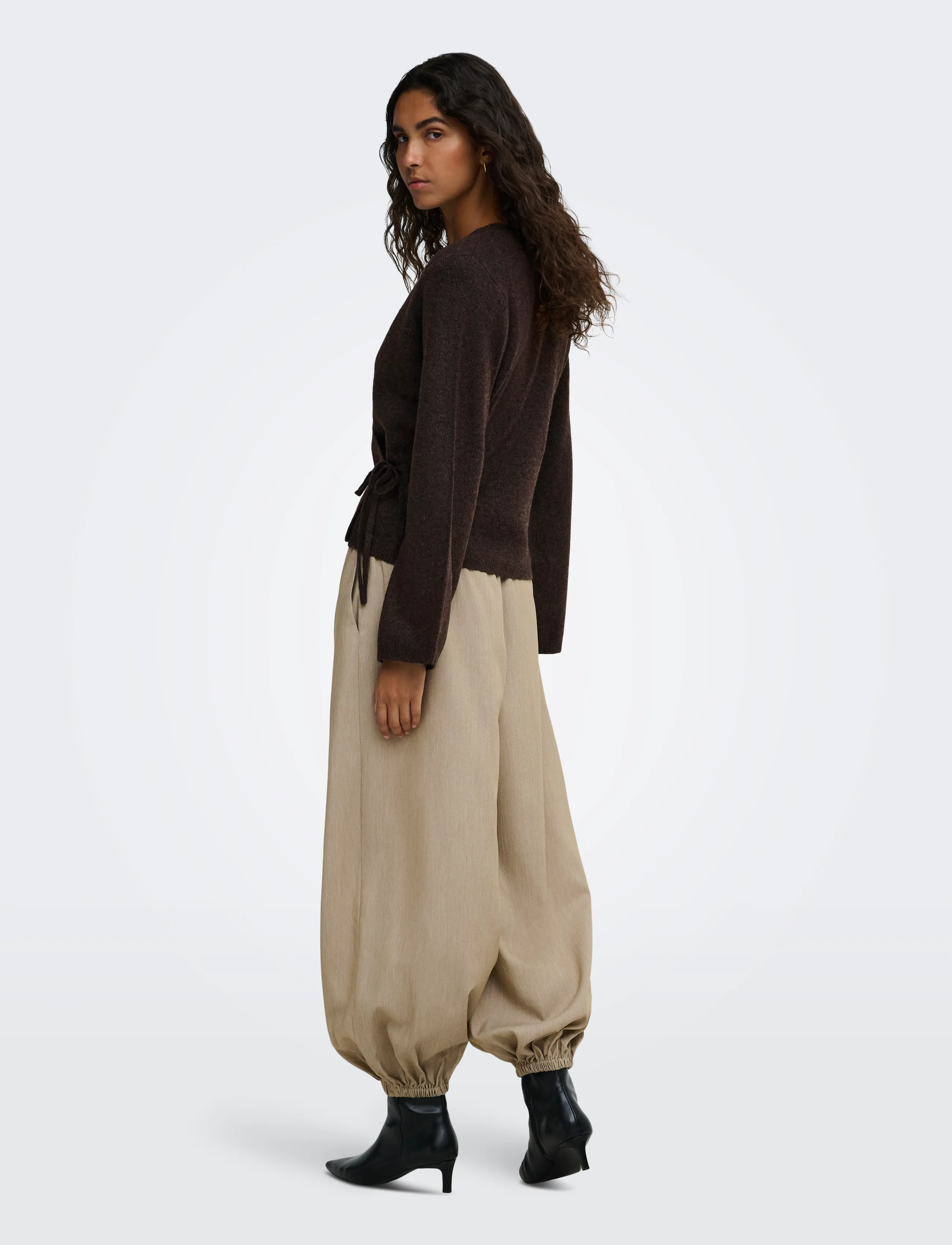 JDY - JDYSUPER BECKY L/S WRAP CARDI KNT NOOS - strickjacken - chocolate torte - 3