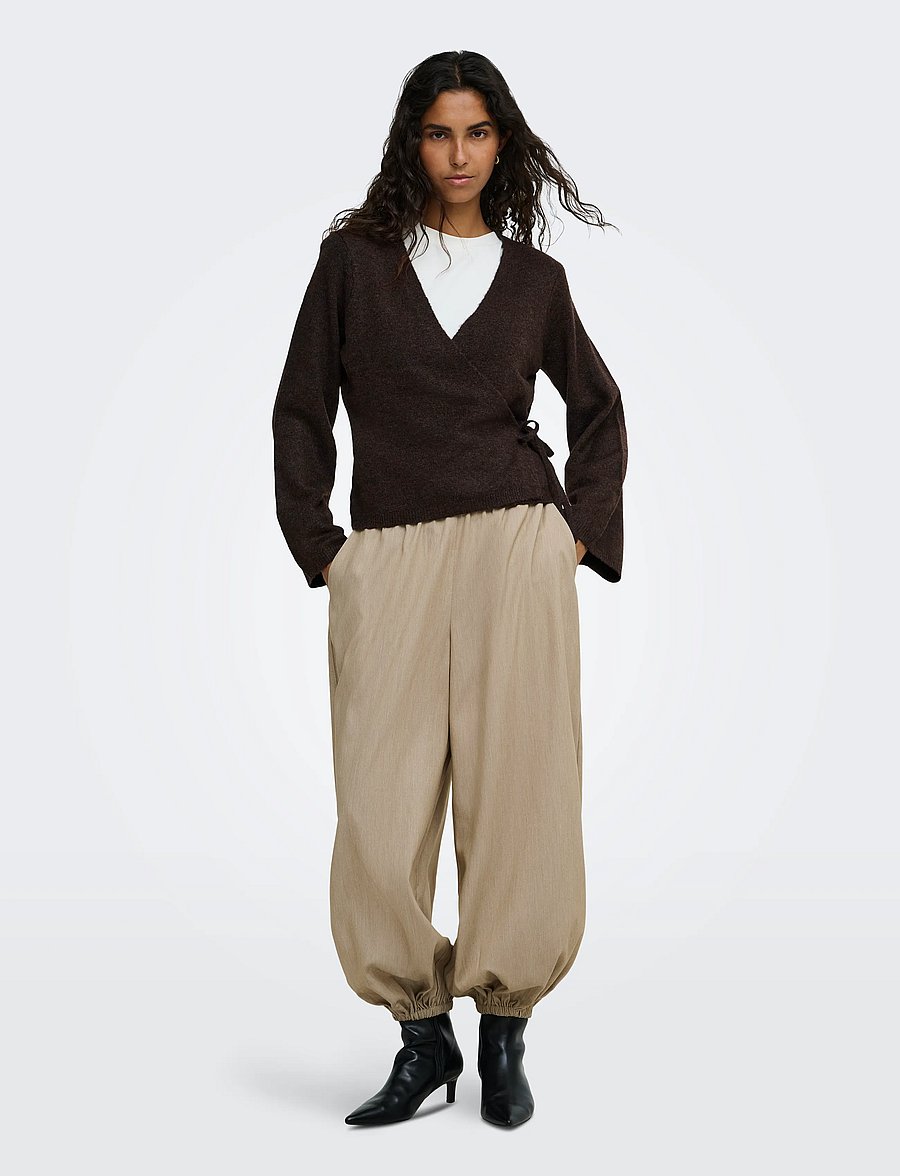 JDY - JDYSUPER BECKY L/S WRAP CARDI KNT NOOS - strickjacken - chocolate torte - 4