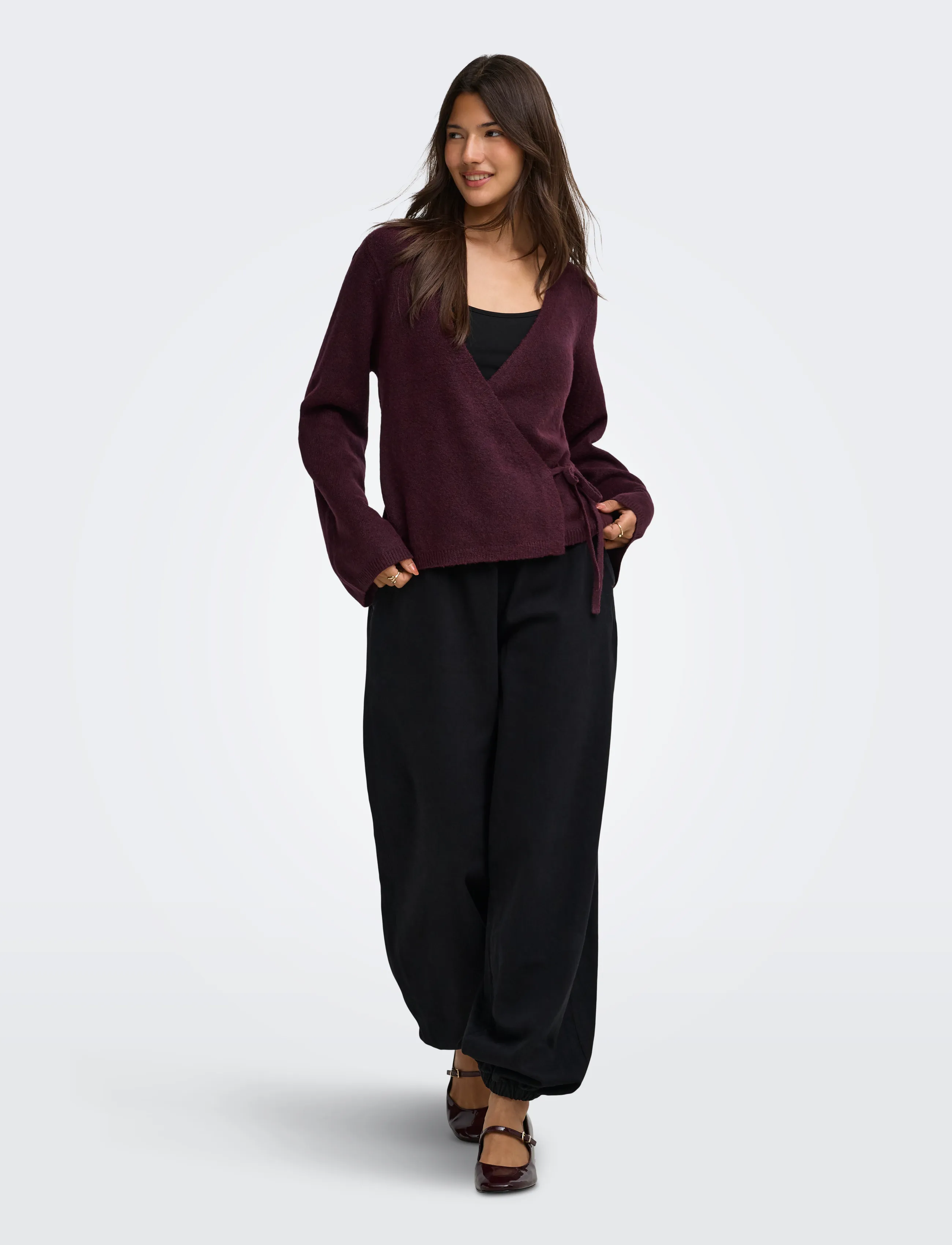 JDY - JDYSUPER BECKY L/S WRAP CARDI KNT NOOS - decadent chocolate - 4