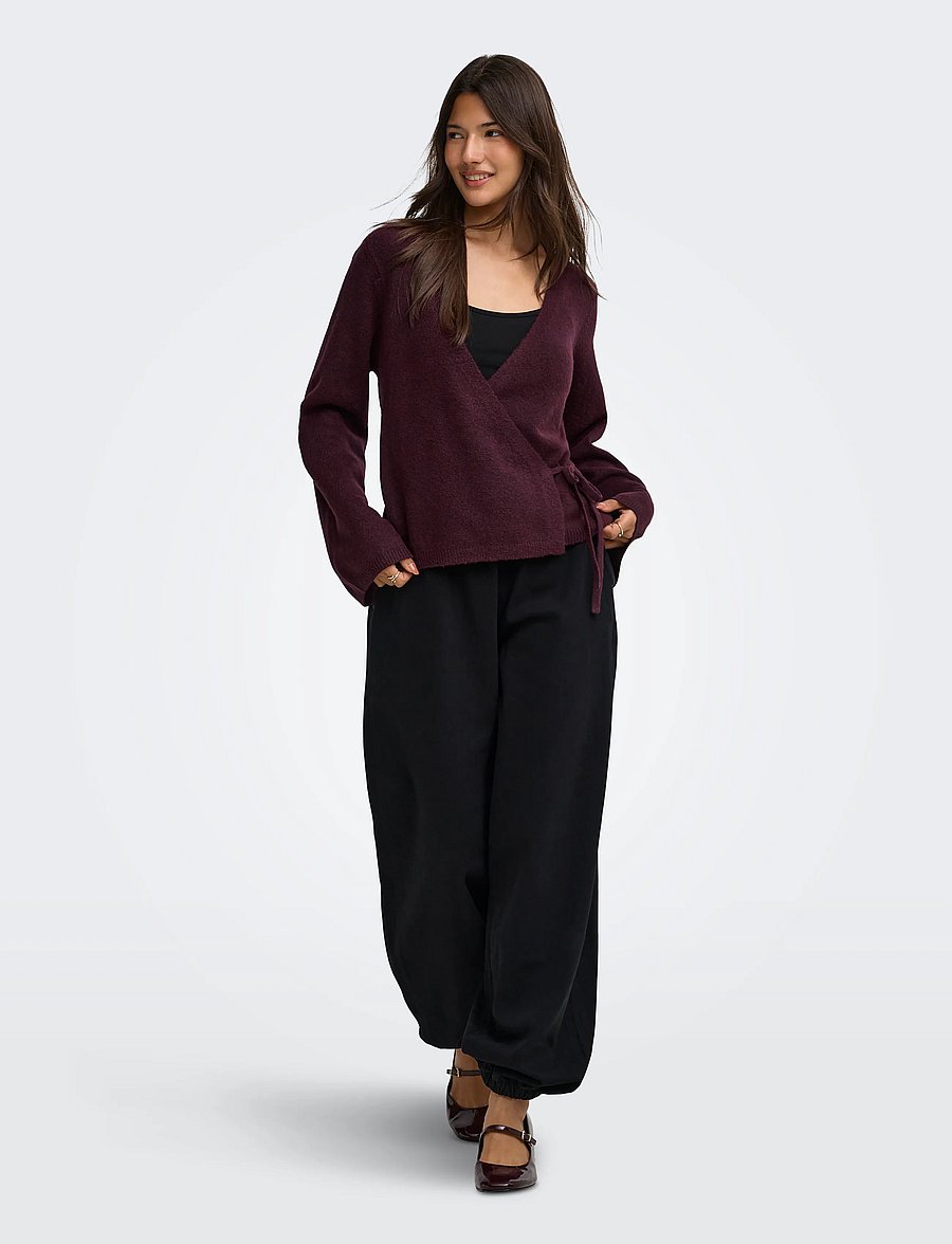 JDY - JDYSUPER BECKY L/S WRAP CARDI KNT NOOS - decadent chocolate - 4