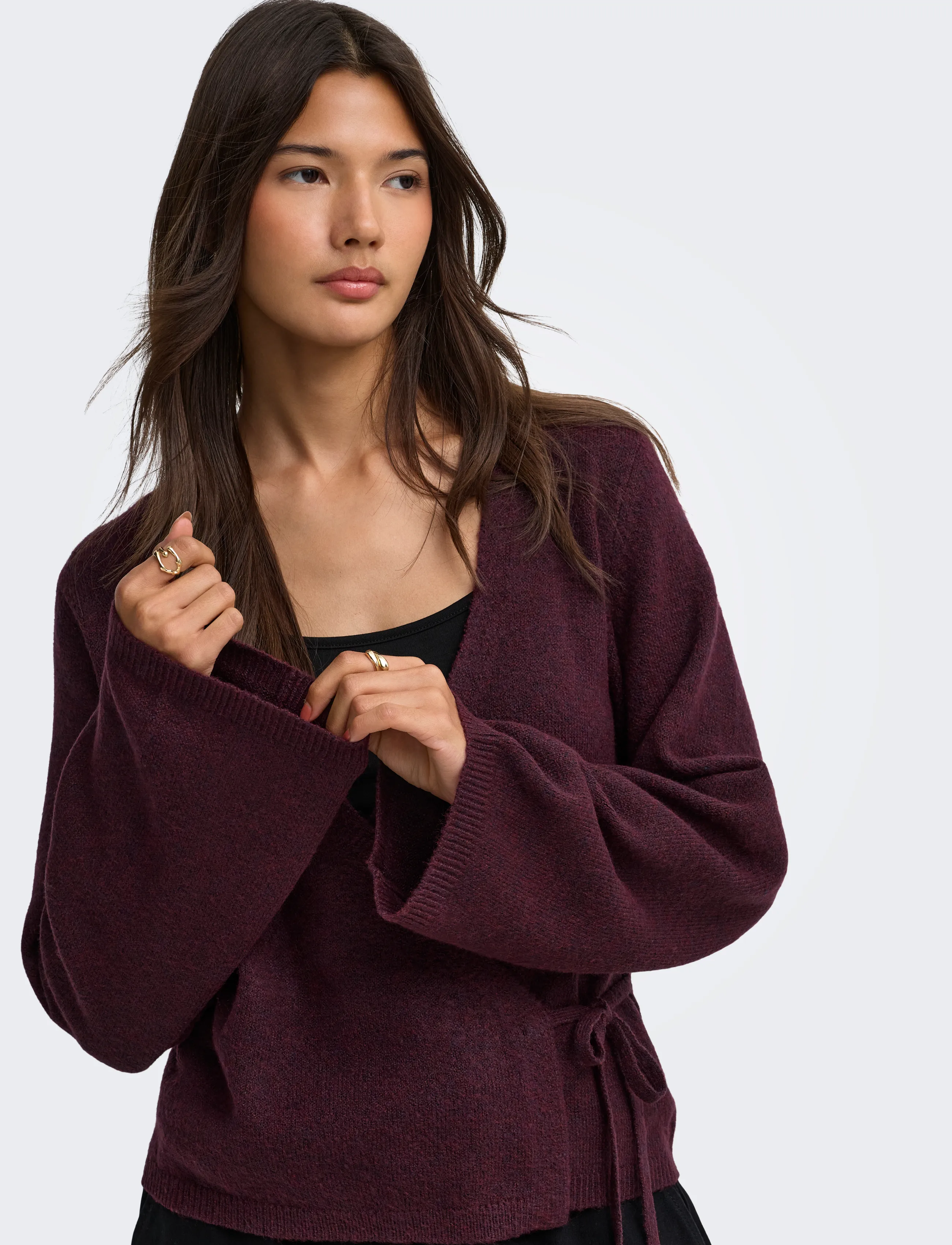 JDY - JDYSUPER BECKY L/S WRAP CARDI KNT NOOS - decadent chocolate - 5
