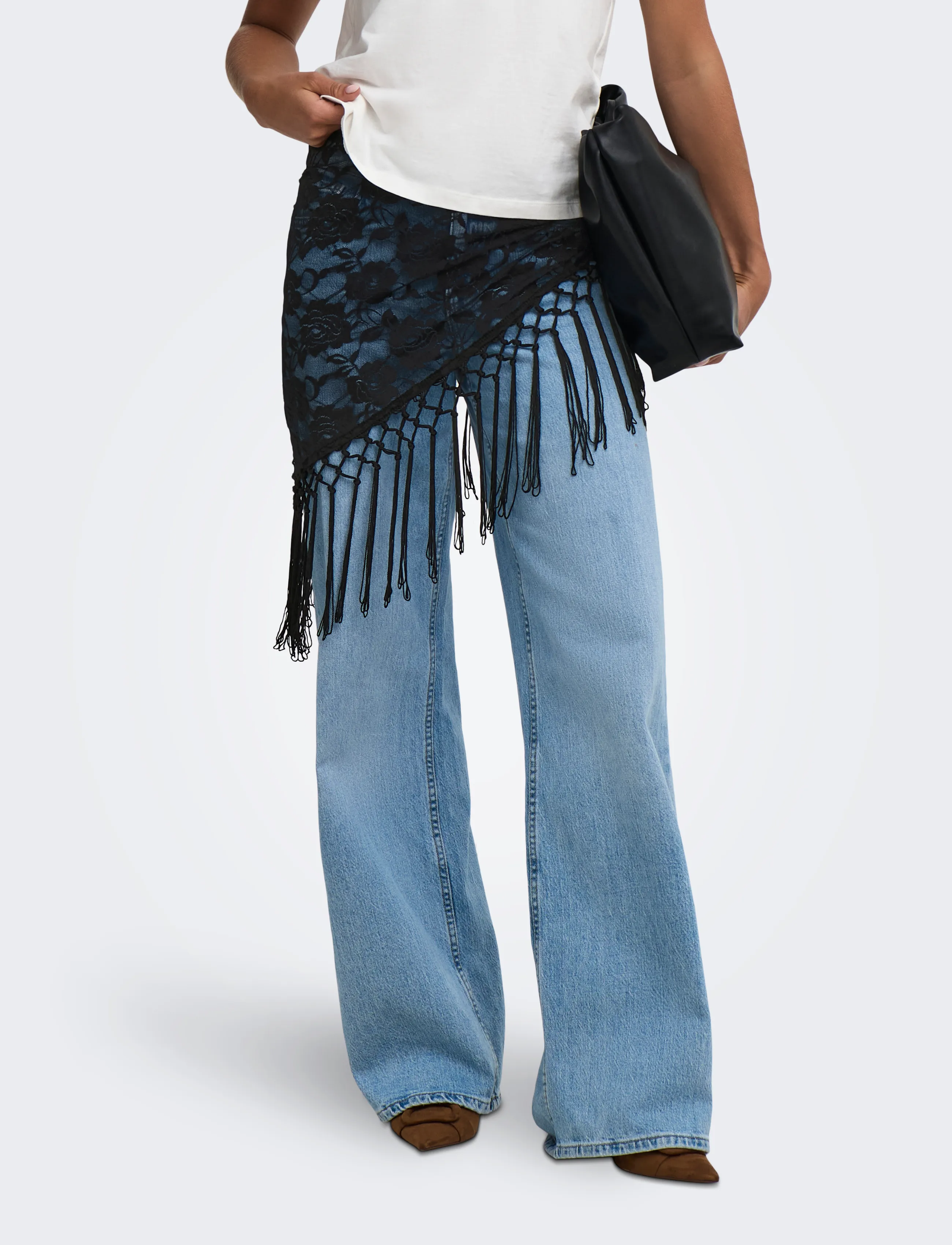 JDY JDYOFINA FRINGE SCARF WVN - Schals - BLACK / black
