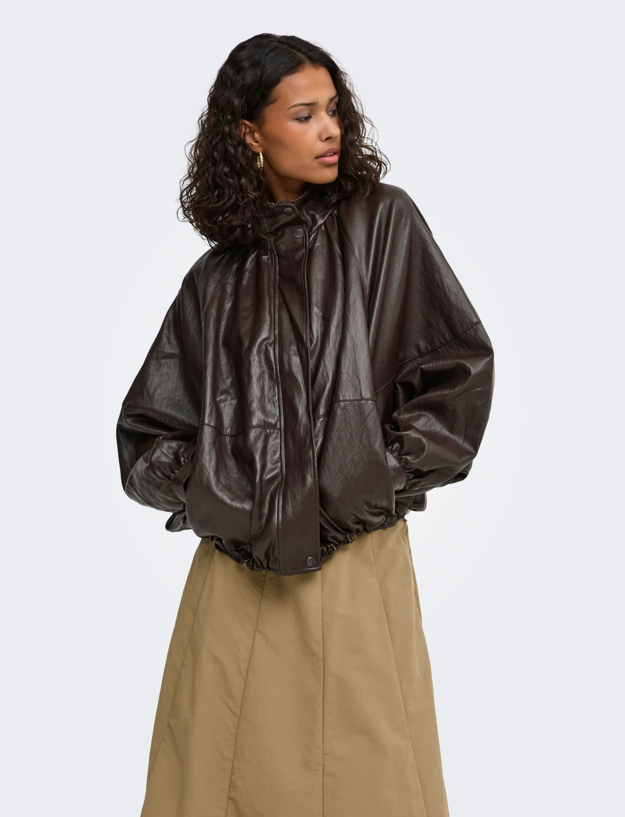 JDY Jdyedith Faux Leather Jacket Otw Noos, M, Brown, Jakker > Bomberjakker, Dame