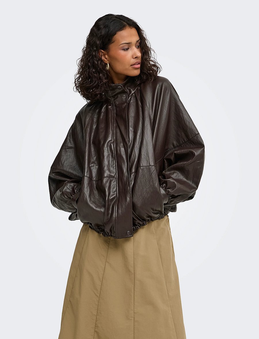 JDY - JDYEDITH FAUX LEATHER JACKET OTW NOOS - chocolate torte - 0