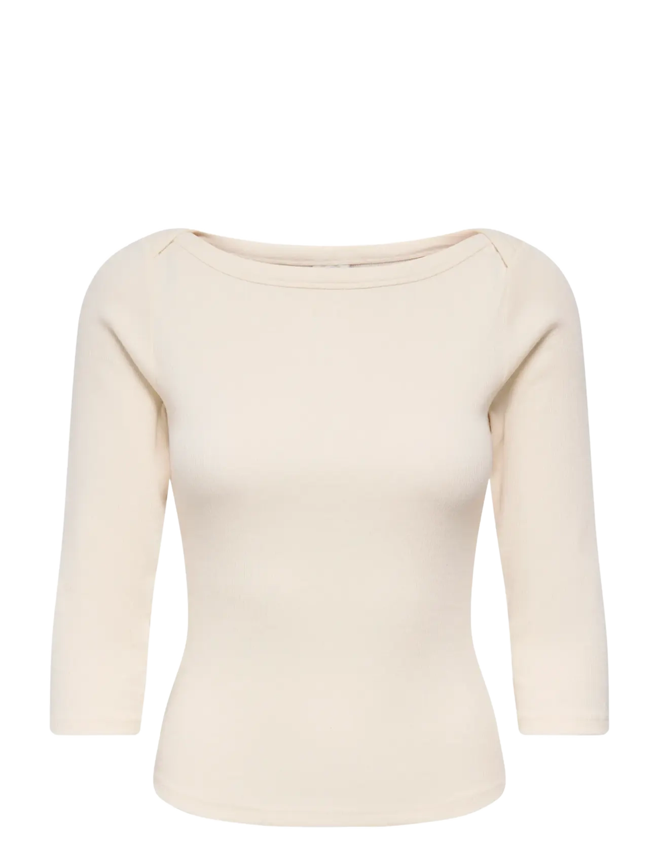 JDY JDYMALLI 3/4 BOATNECK TOP JRS NOOS - Tøj - BIRCH / cream