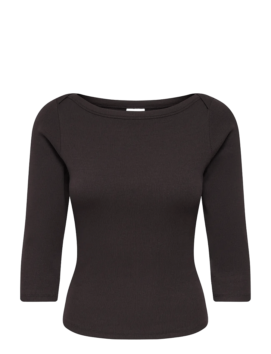 JDY - JDYMALLI 3/4 BOATNECK TOP JRS NOOS - blouses met korte mouwen - chocolate brown - 0