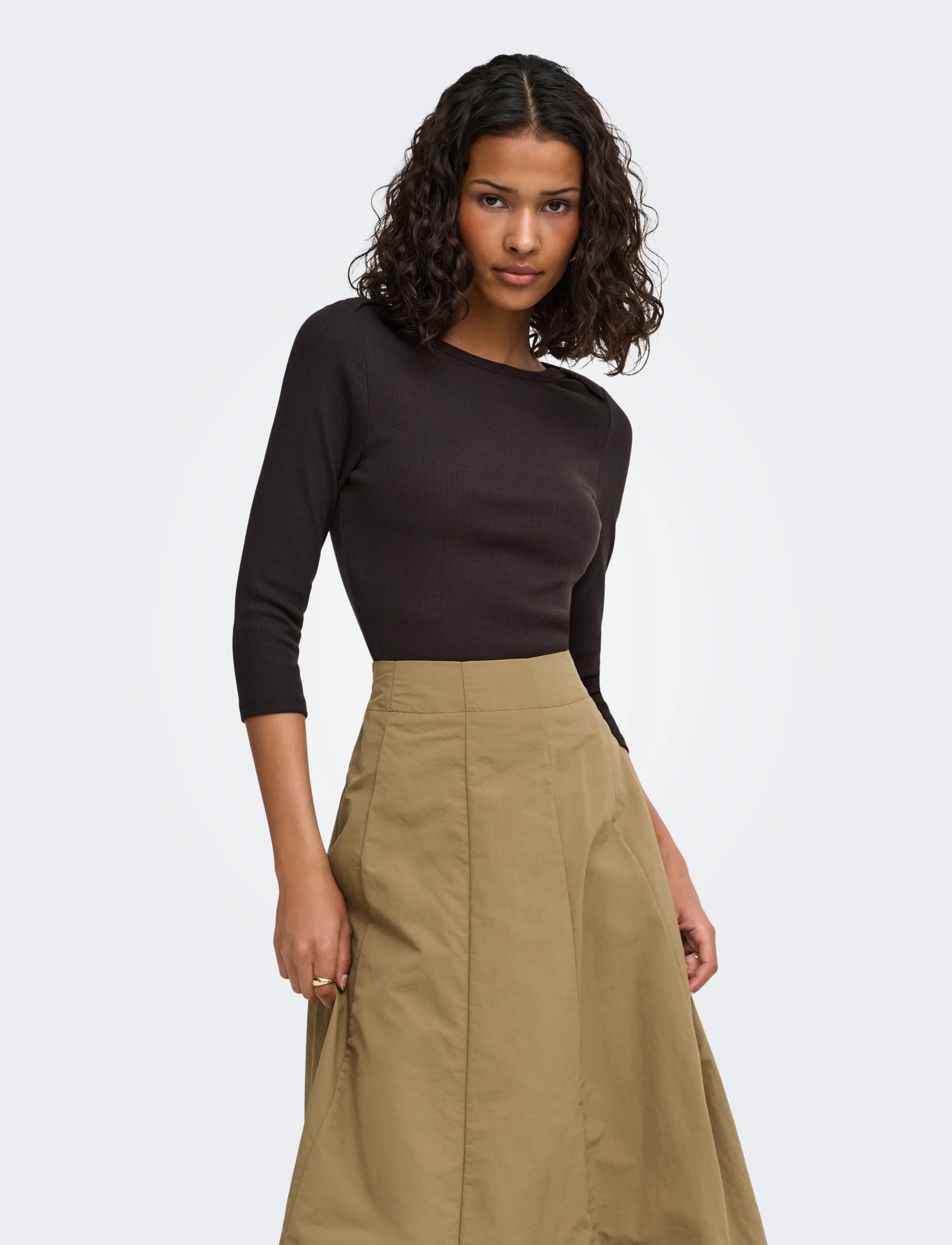 JDY malli 3/4 Boatneck Top Jrs Noos, L, Blouses, Braun - Short-sleeved, Frauen