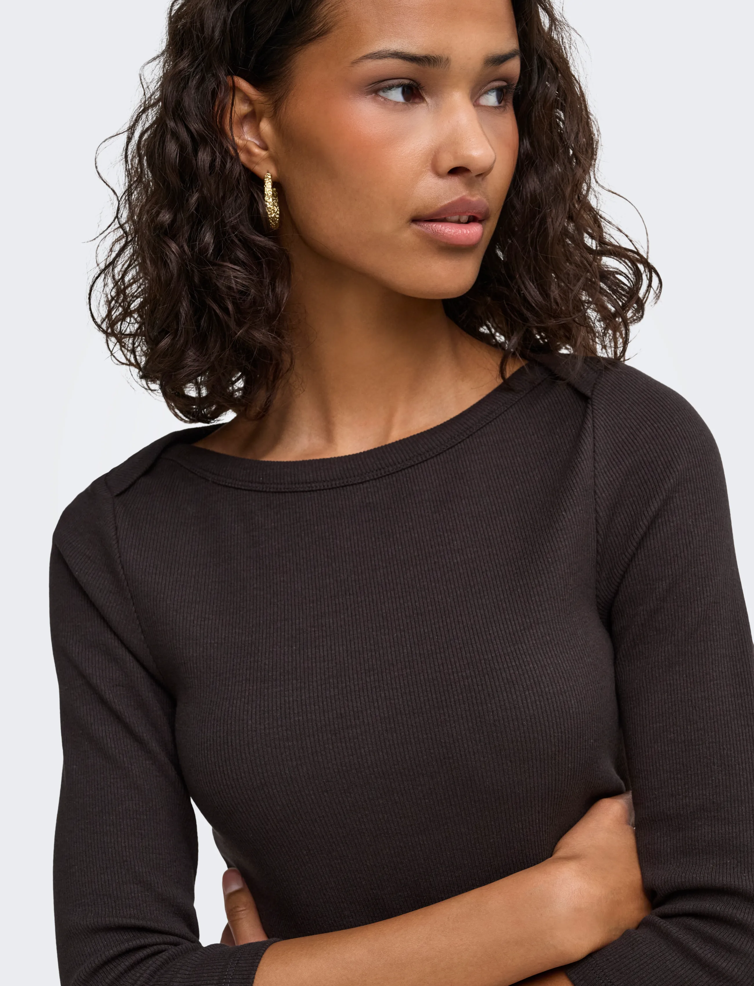 JDY - JDYMALLI 3/4 BOATNECK TOP JRS NOOS - kurzärmelige blusen - chocolate brown - 5
