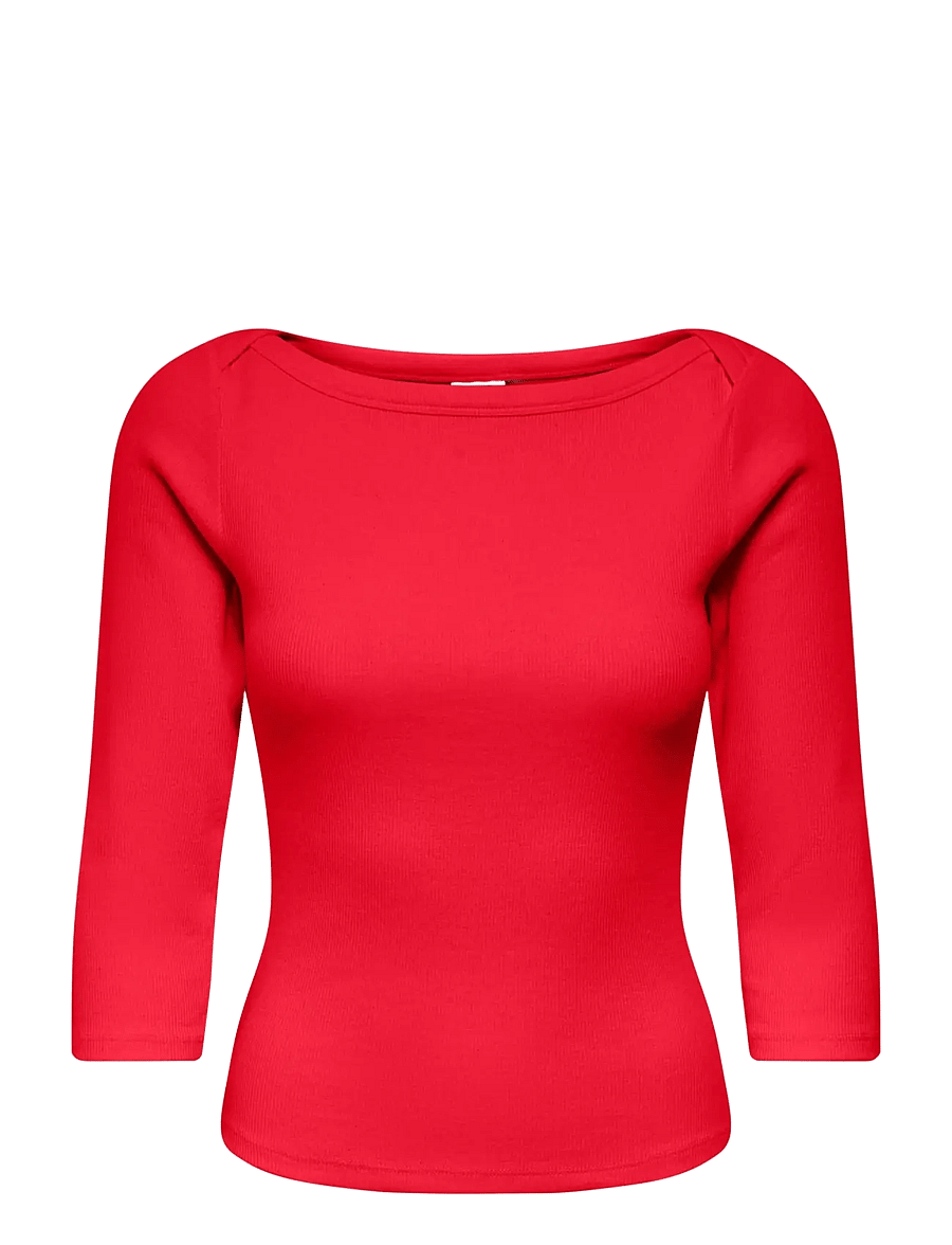 JDY - JDYMALLI 3/4 BOATNECK TOP JRS NOOS - kortärmade blusar - racing red - 0