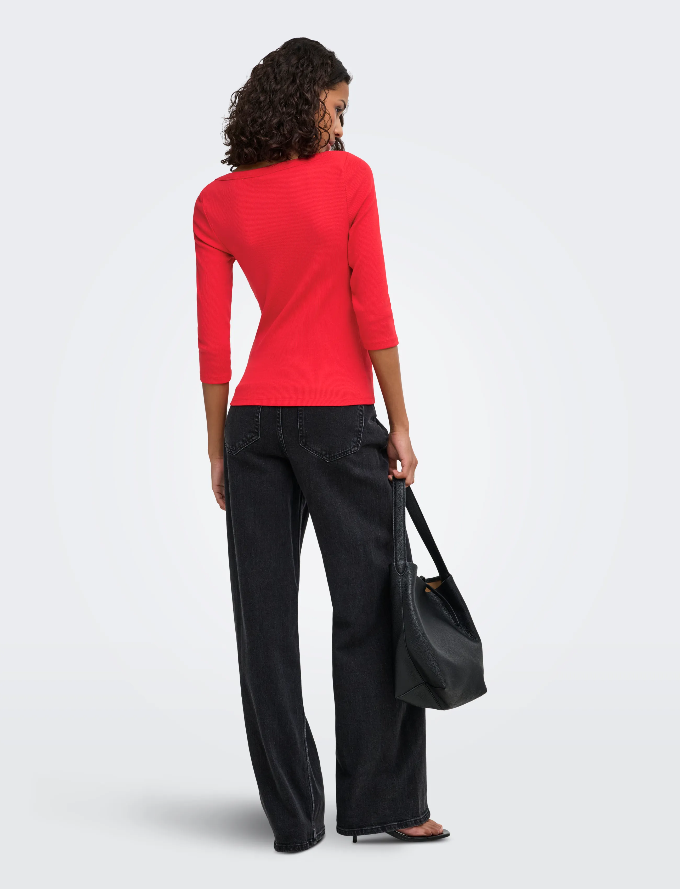 JDY - JDYMALLI 3/4 BOATNECK TOP JRS NOOS - short-sleeved blouses - racing red - 3