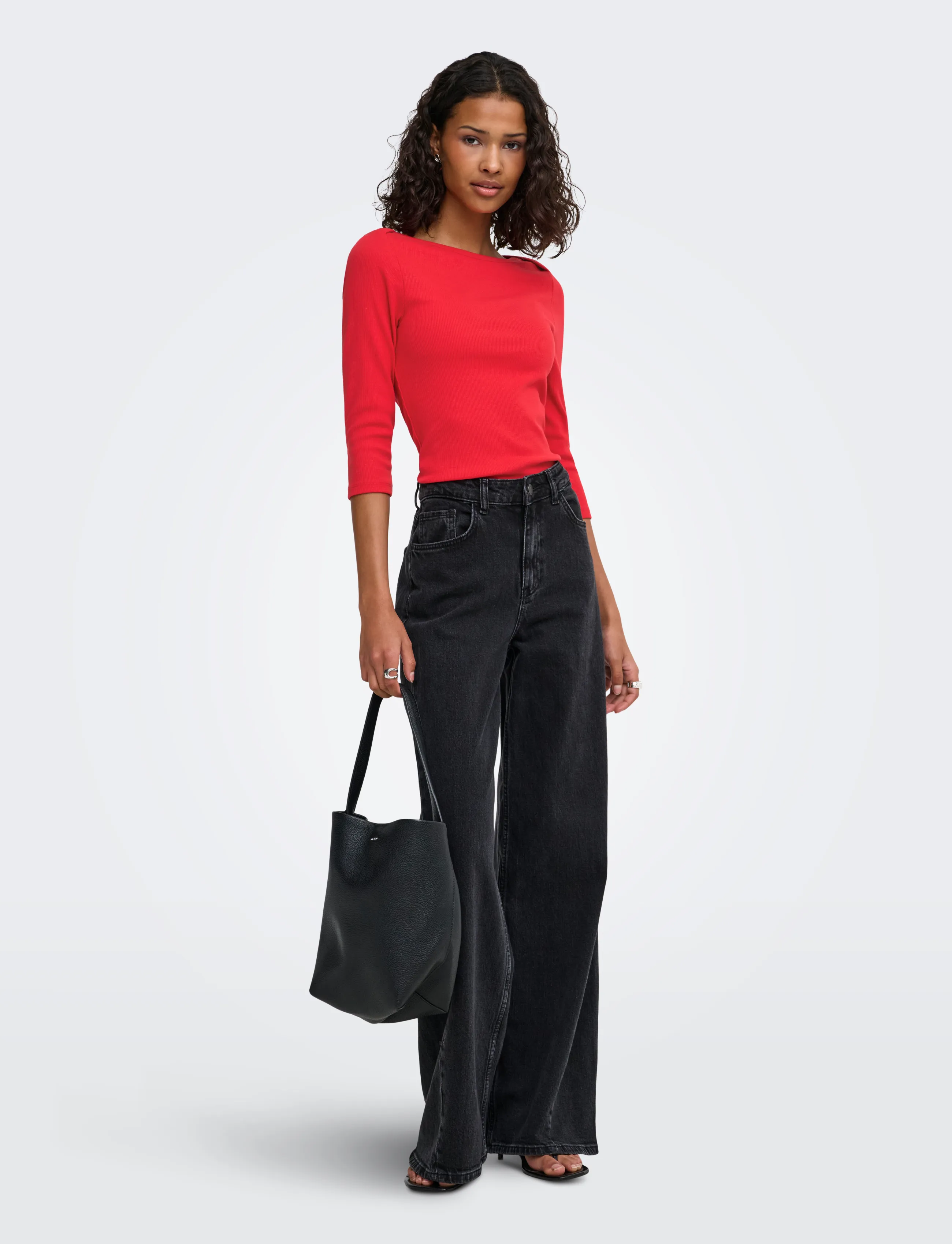JDY - JDYMALLI 3/4 BOATNECK TOP JRS NOOS - short-sleeved blouses - racing red - 4