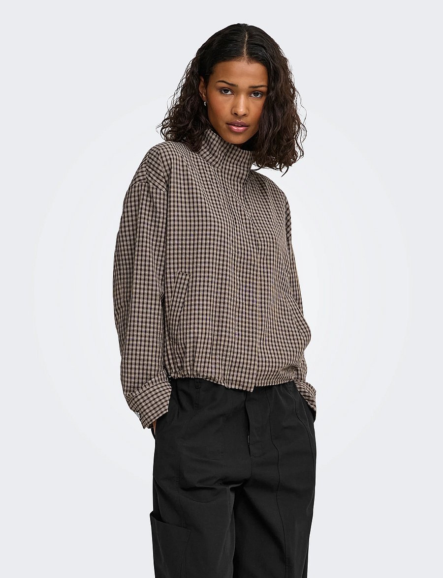 JDY - JDYUMI L/S CHECK JACKET WVN EXP - frühlingsjacken - portabella - 0