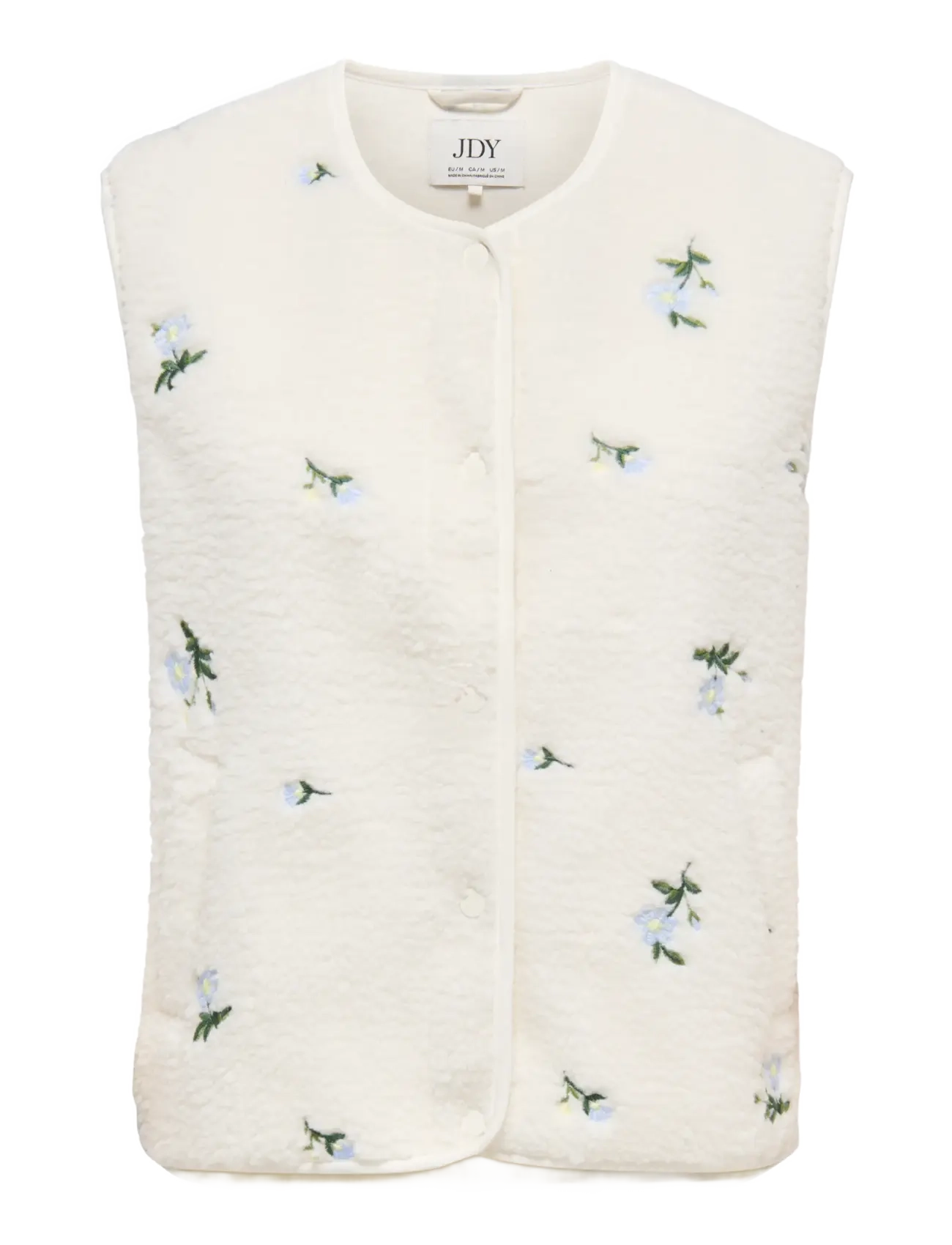 JDY JDYSIMINA TEDDY FLOWER EMB WAISTCOAT OTW - Noor - MARSHMALLOW / white