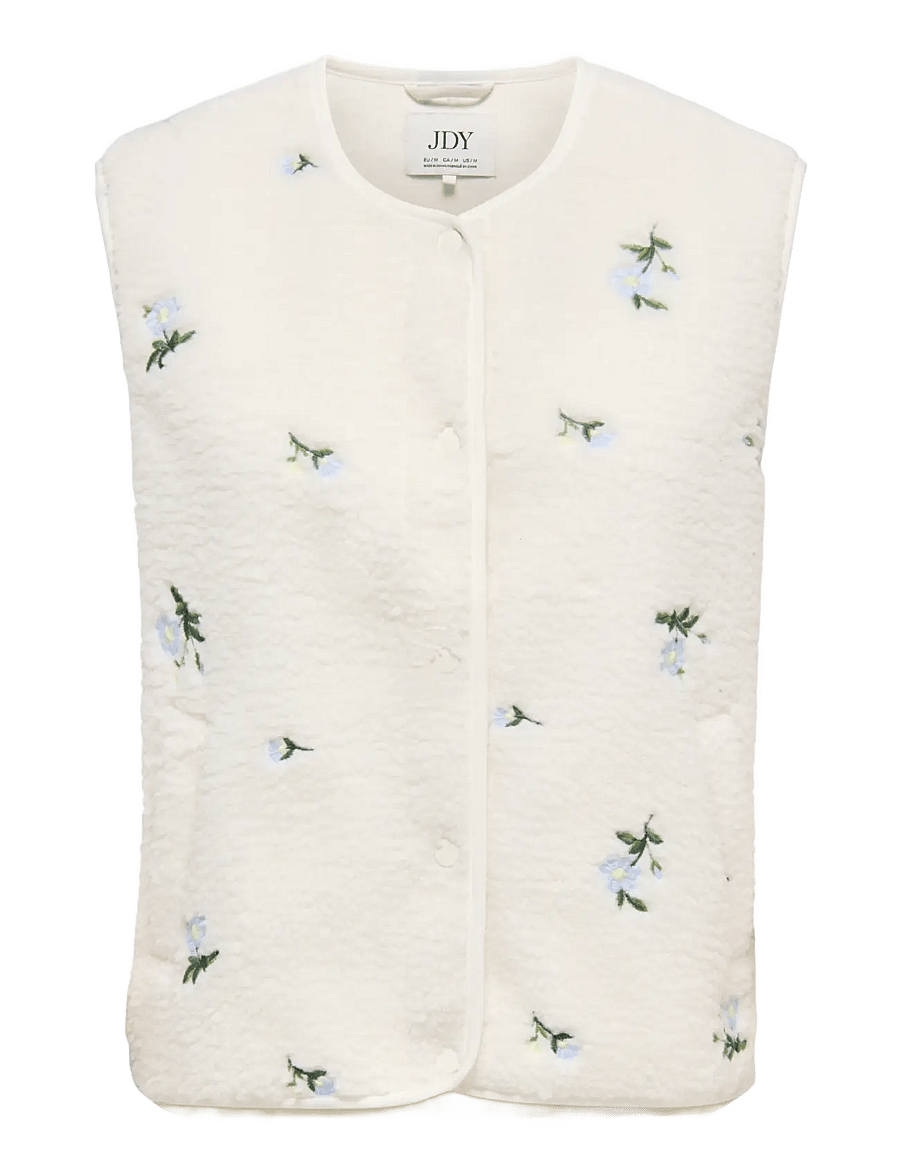 JDY - JDYSIMINA TEDDY FLOWER EMB WAISTCOAT OTW - teddy-vestid - marshmallow - 1