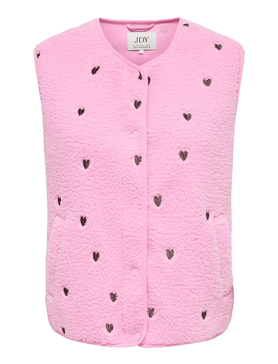 JDY - JDYSIMINA TEDDY HEART EMB WAISTCOAT OTW - teddy-vestid - bonbon - 1