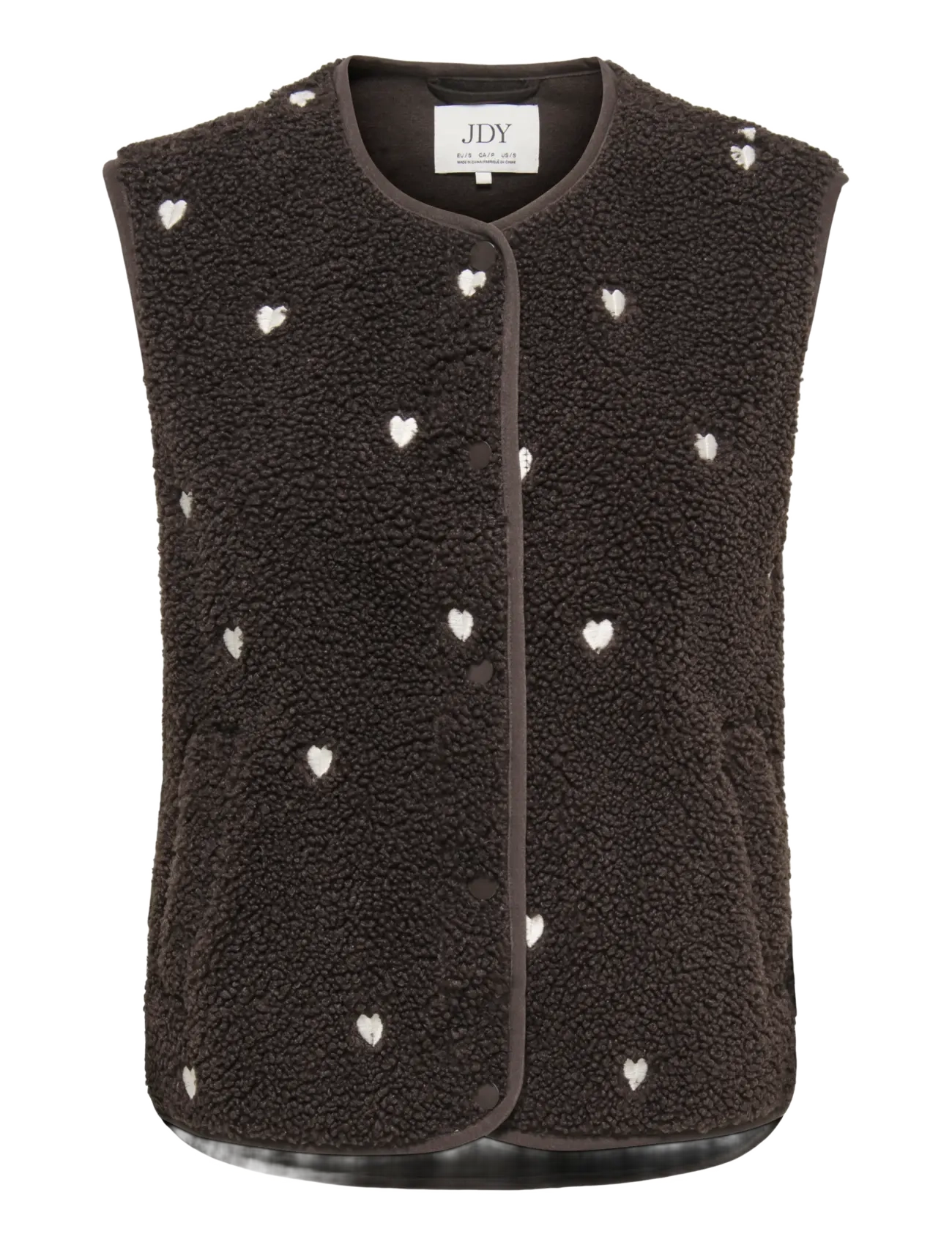 JDY JDYSIMINA TEDDY HEART EMB WAISTCOAT OTW - Noor - CHOCOLATE TORTE / brown