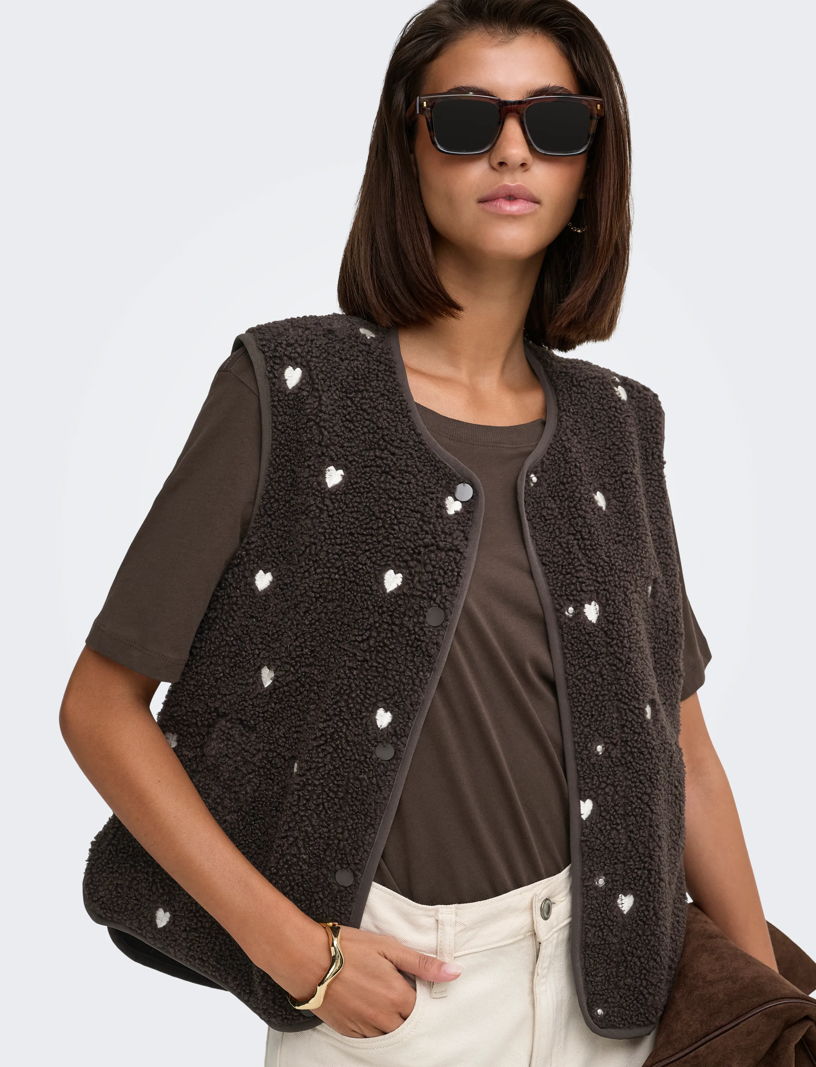 JDY Jdysimina Teddy Heart Emb Waistcoat Otw västar dam – bild 6