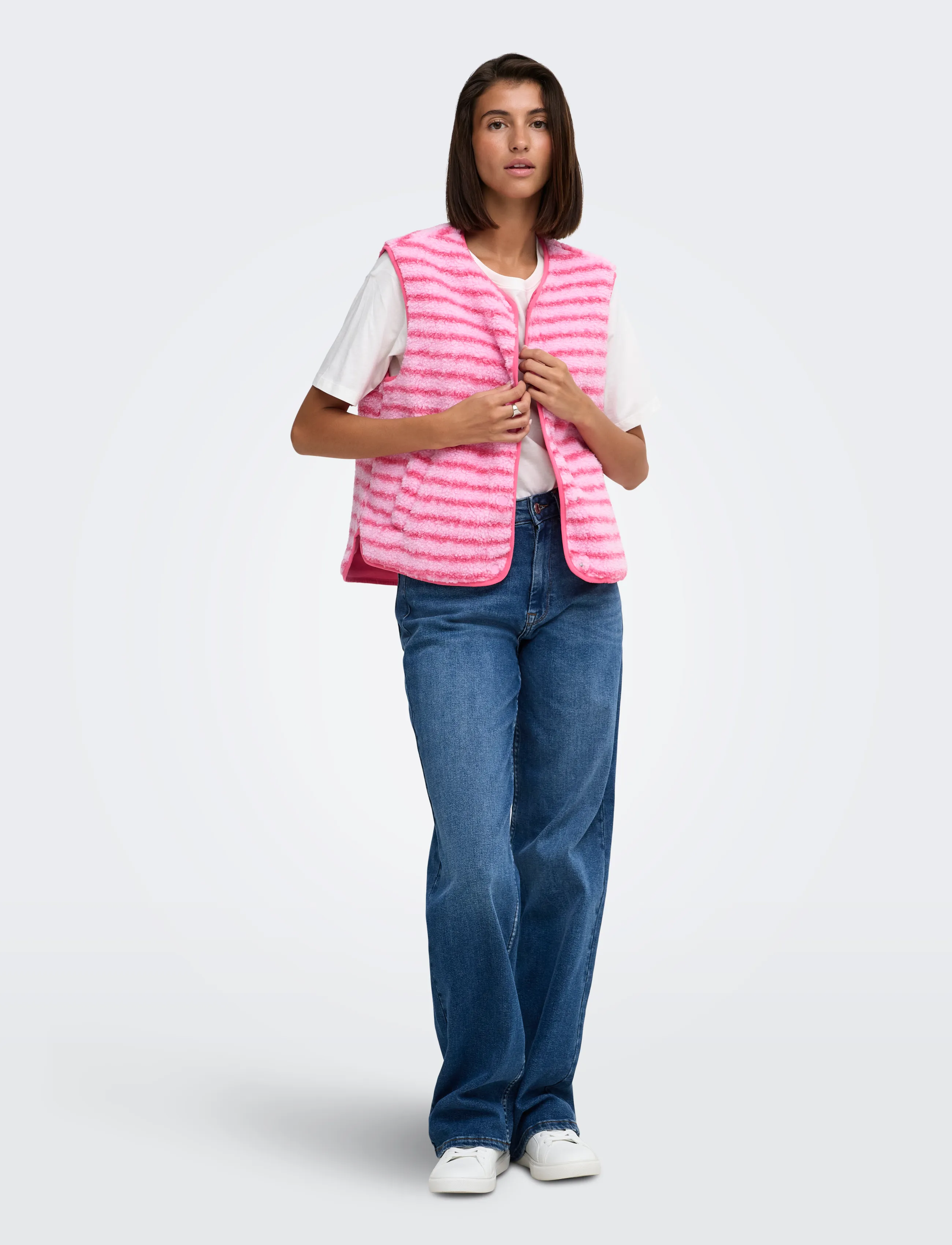 JDY - JDYSIMINA TEDDY STRIPE WAISTCOAT OTW QIQ - hot pink - 4